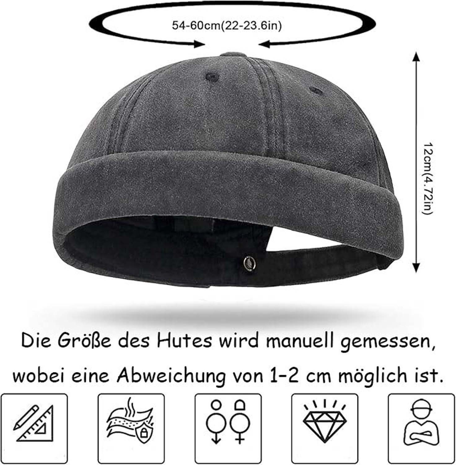 Zaewry Dockermütze Docker-Cap Herren Seemannsmütze Hafenmütze Basecap Tragbar – Bild 2 von 5