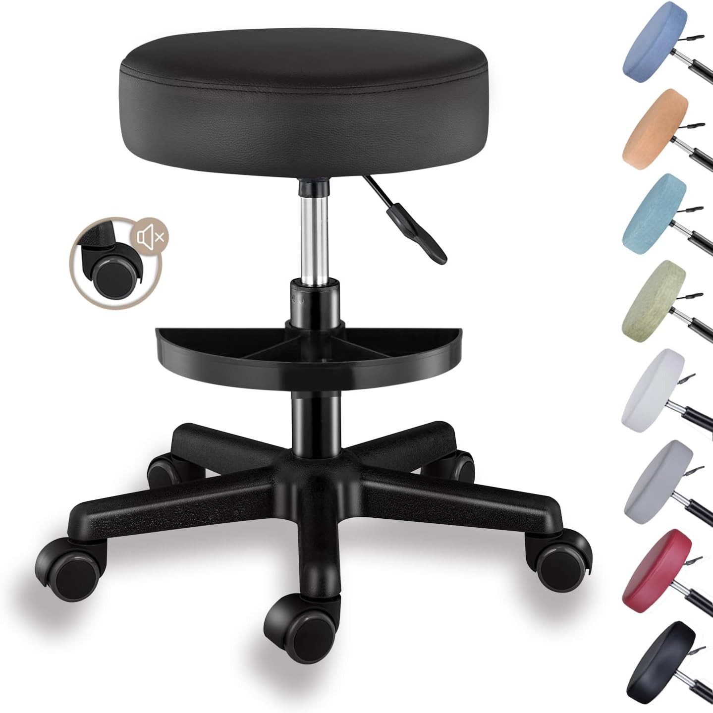 Zedelmaier Hocker Drehhocker Bürohocker Barhocker Arbeitshocker Polsterung, 44-58cm Höhenverstellbarer, Werkzeugablage mit unterteilten Fächern