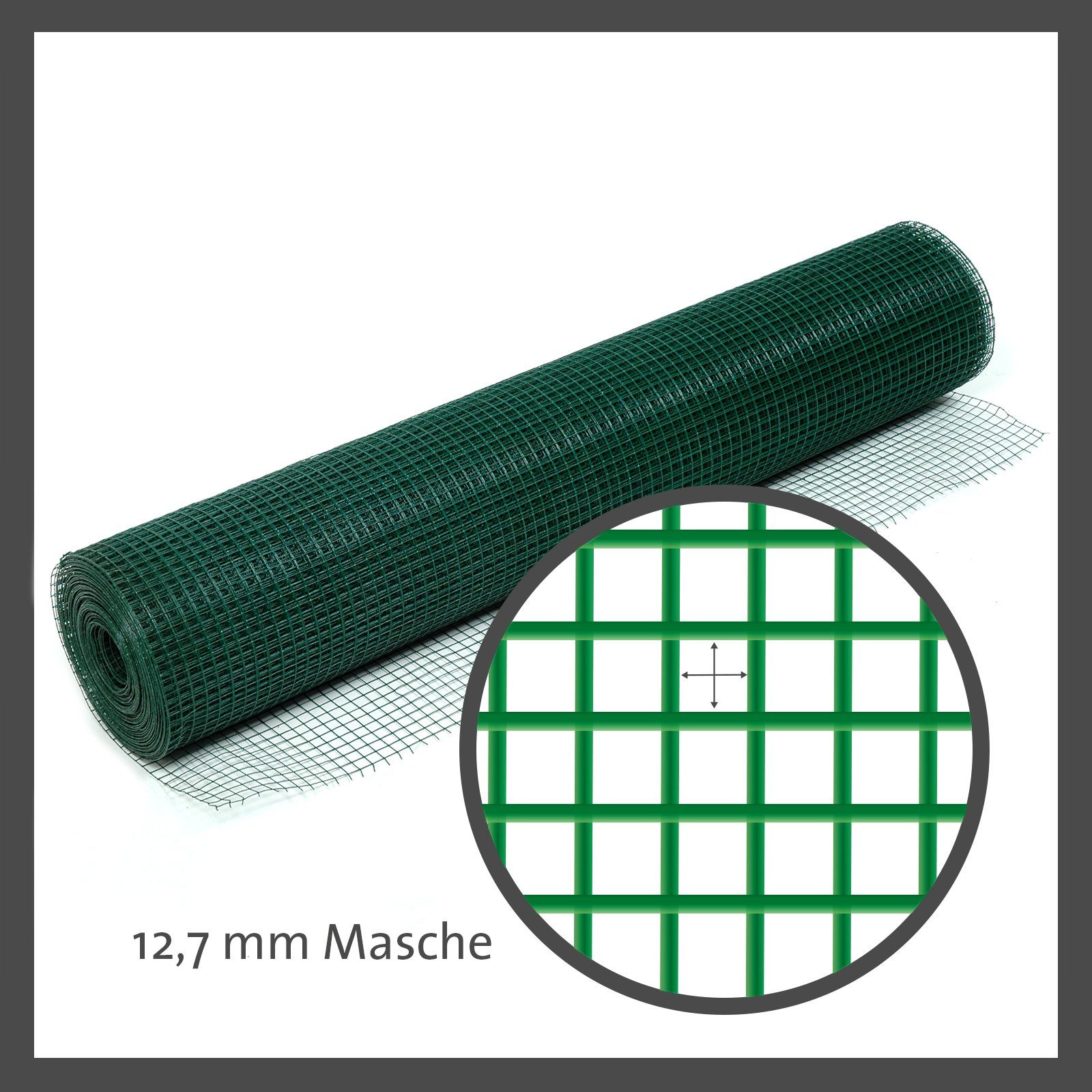 Kraptrap® Voliere Volierendraht grün Drahtgitter I Käfigdraht Schweißgitter I Grün I 12x12mm Drahtzaun Maschendraht Wühlmausgitter