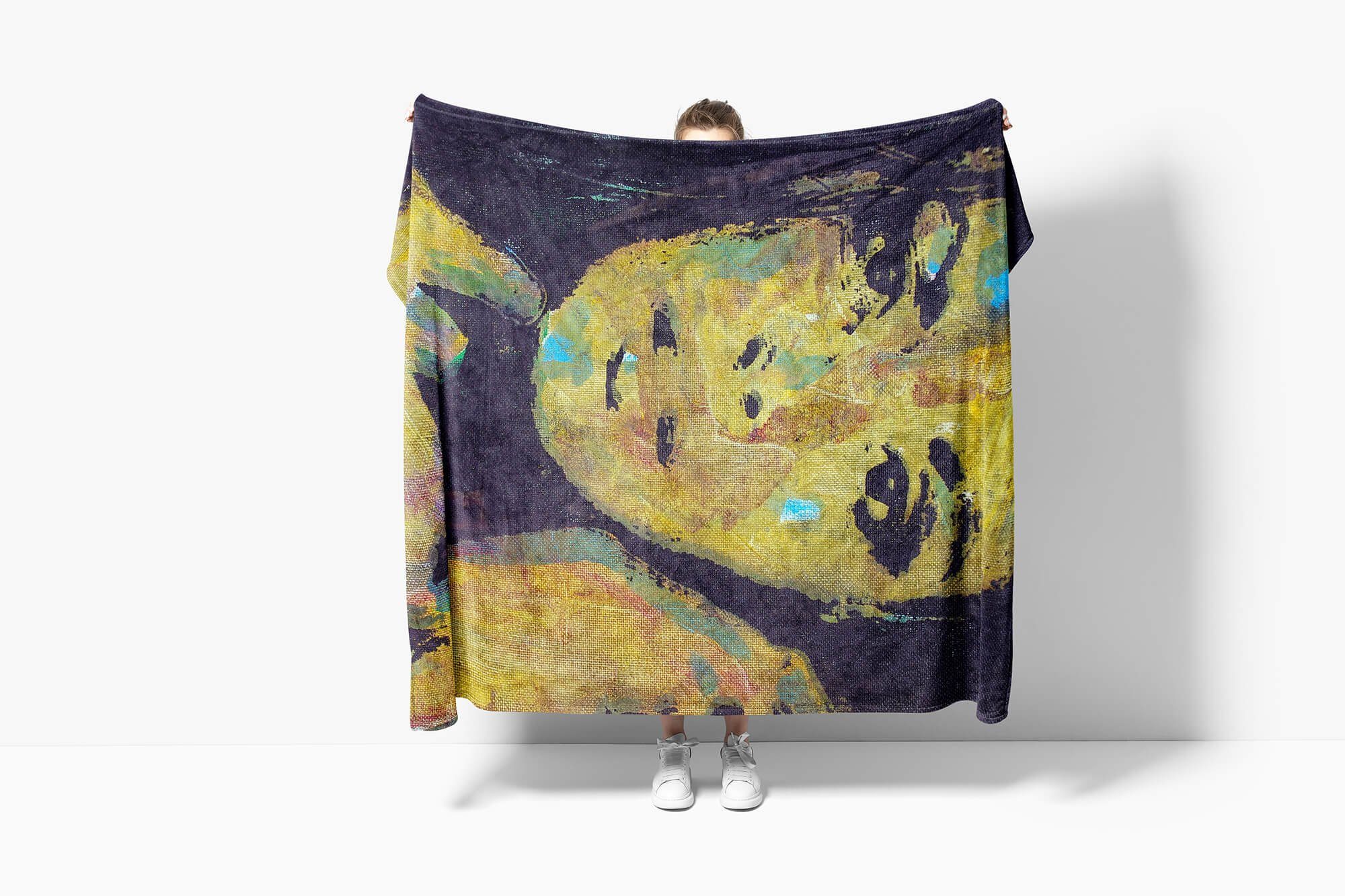 Sinus Art Handtücher Handtuch Strandhandtuch Abs, Handtuch (1-St), Saunatuch Porträt Baumwolle-Polyester-Mix Kuscheldecke mit Fotomotiv Frauen