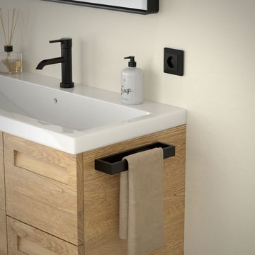 ML-DESIGN Handtuchhalter Badetuchhalter ohne Bohren aus Stahl Wandmontage, Wandhalter zum kleben für Badezimmer & Küche Schwarz 26 cm