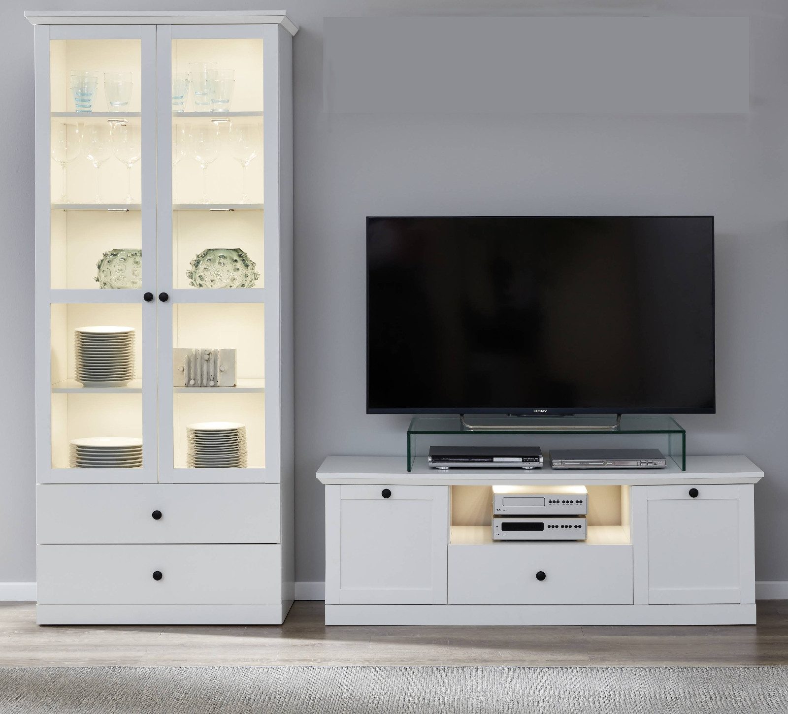 trendteam Wohnwand Baxter, (in Landhaus weiß, Set 2-teilig 235 x 196 cm), m günstig online kaufen