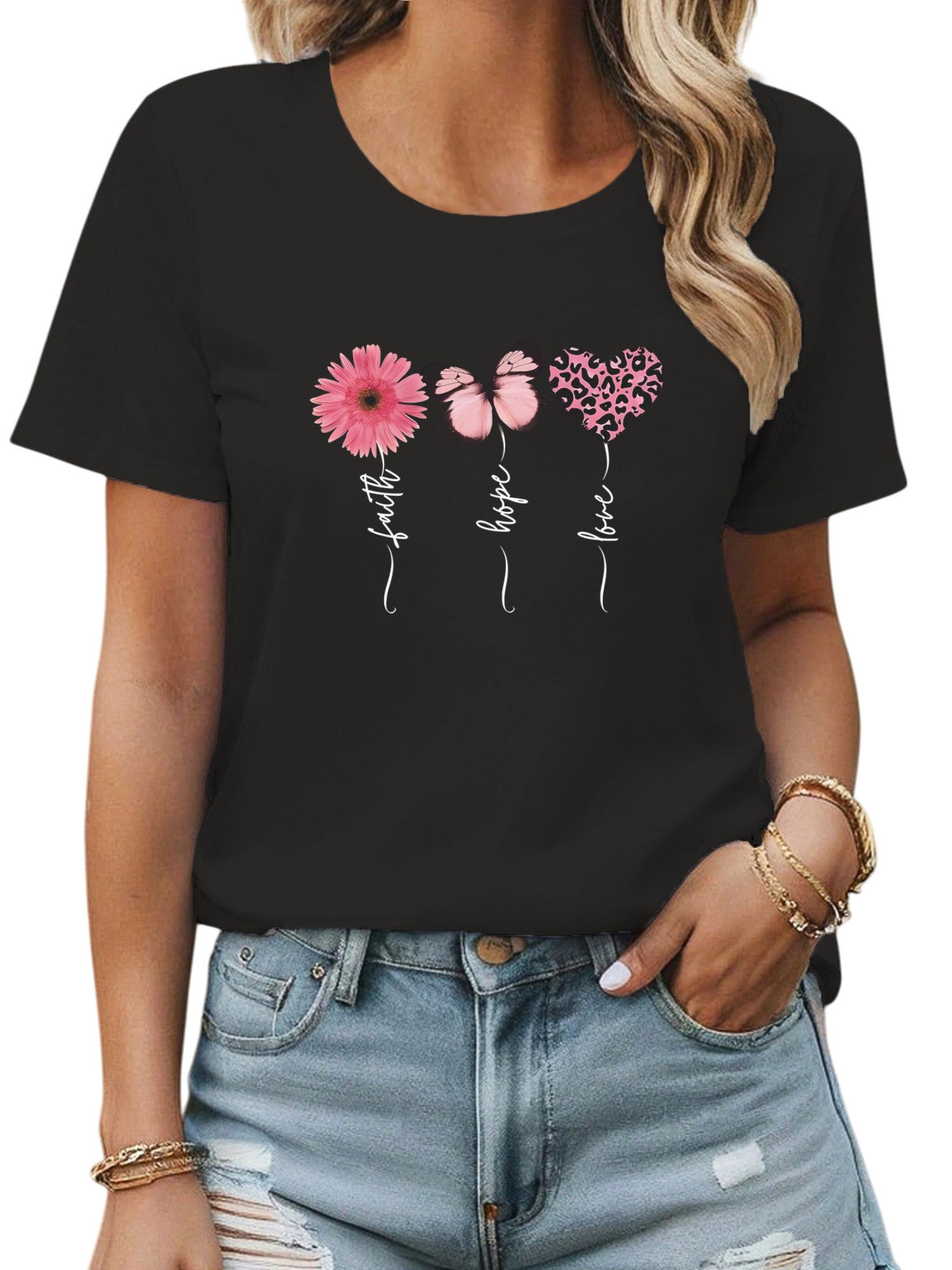 PYL Kurzarmshirt Damen Bequemes Sommer Kurzarmbluse günstig online kaufen