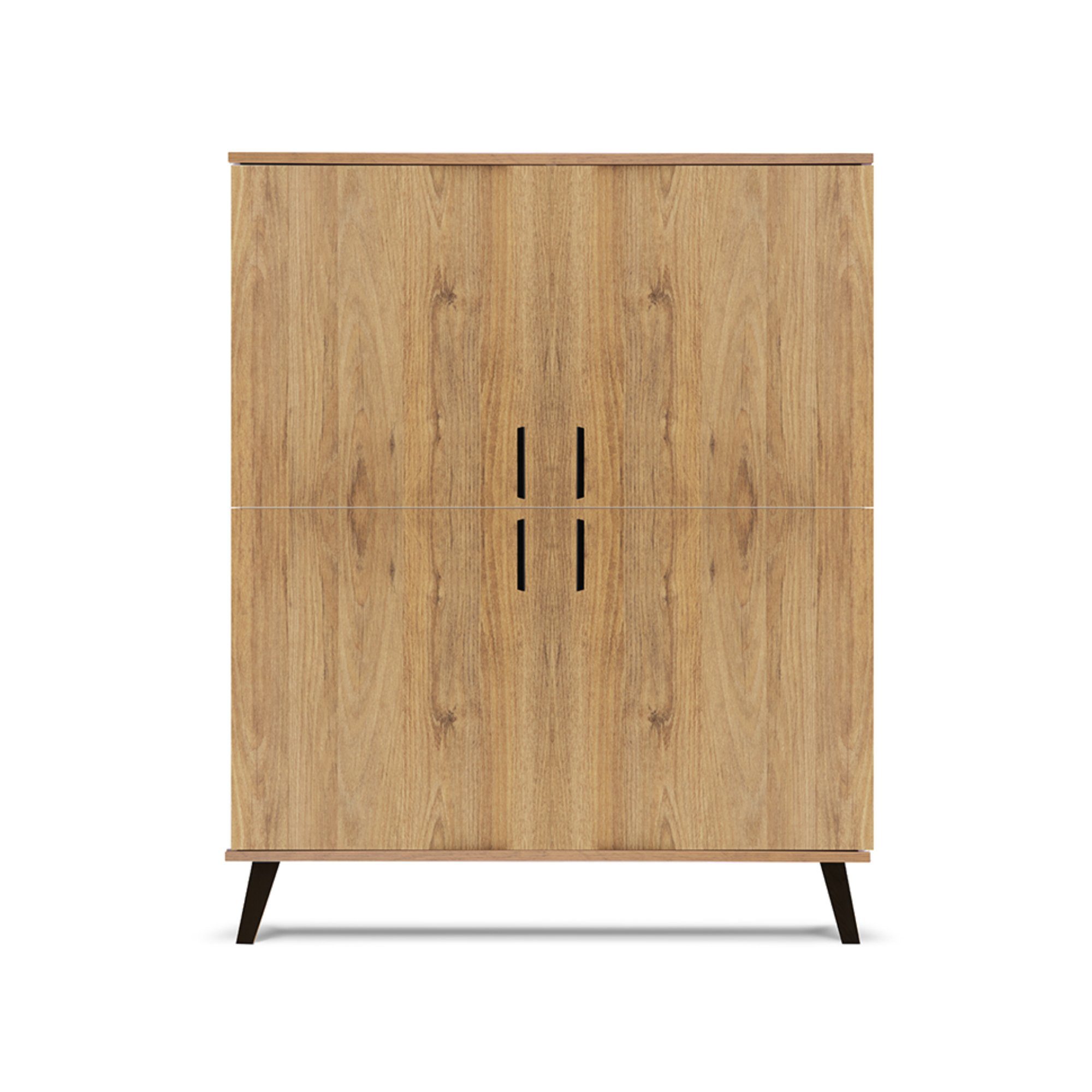 KONSIMO® Highboard FRISK Türkommode Hochkommode, 6 Einlegeböden, 4 Türen, Skandinavischer Stil