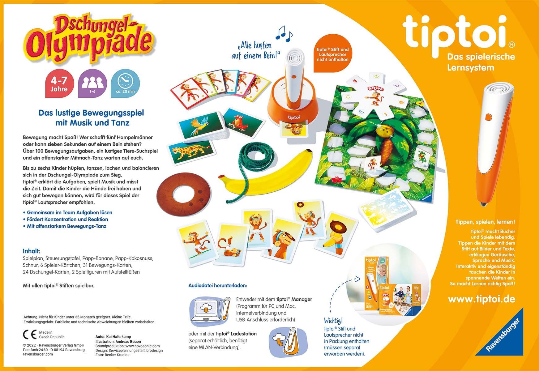 Ravensburger Spiel tiptoi® ACTIVE Dschungel-Olympiade, Bewegungsspiel, Made in Europe