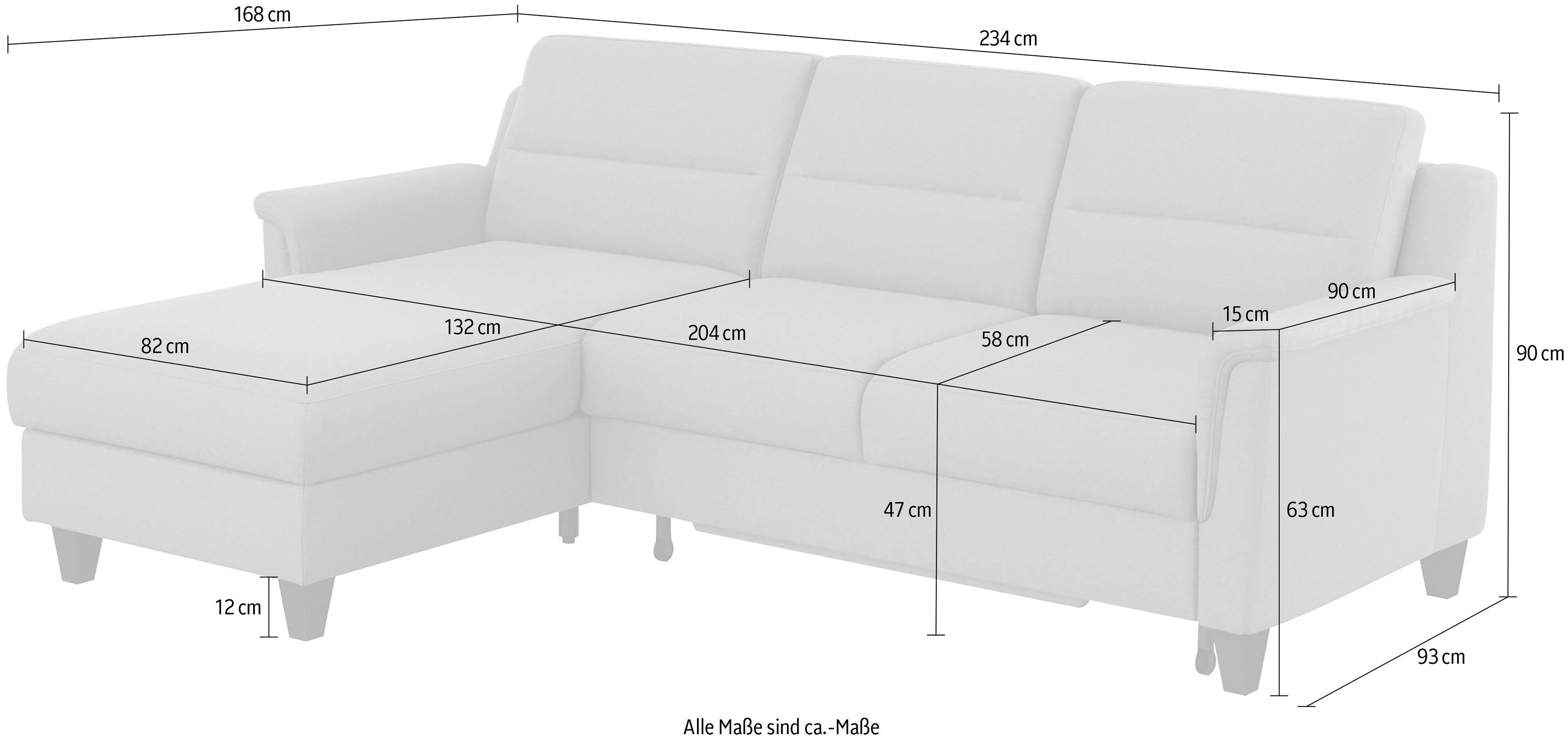 Bettkasten Ecksofa Farö, und Bettfunktion sit&more wahlweise mit inklusive Federkern,