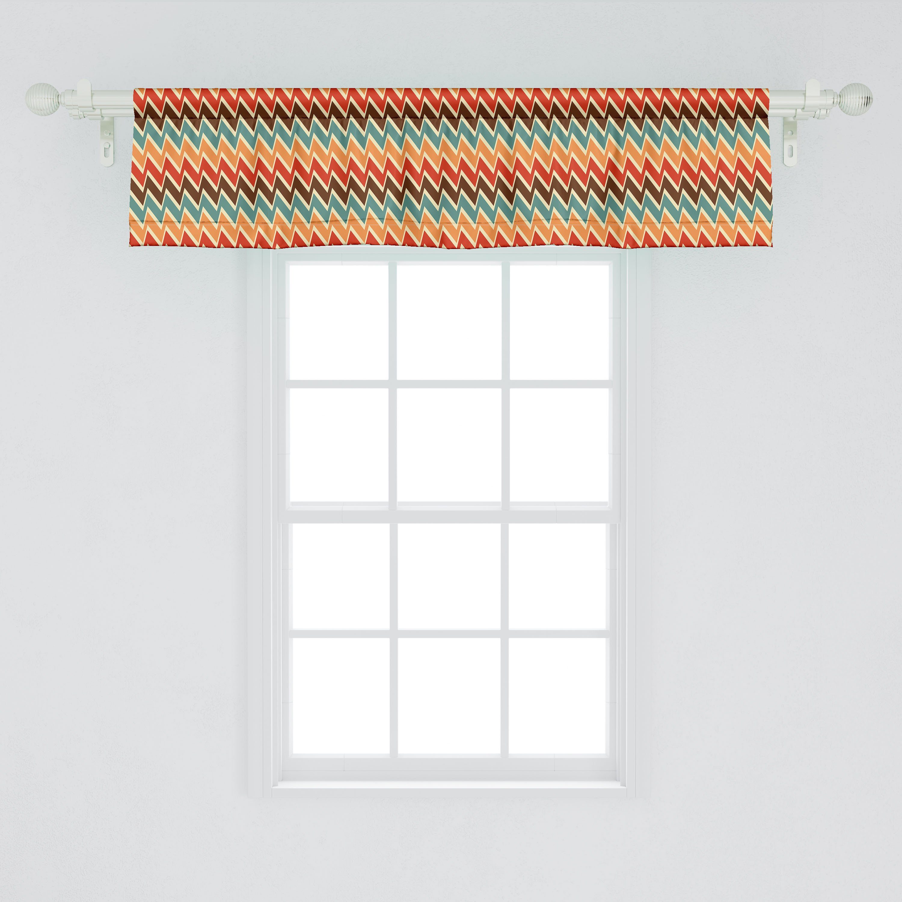 Scheibengardine Vorhang Volant für Küche Striking trippy Microfaser, Stangentasche, Boho Schlafzimmer mit Zickzacke Abakuhaus, Dekor