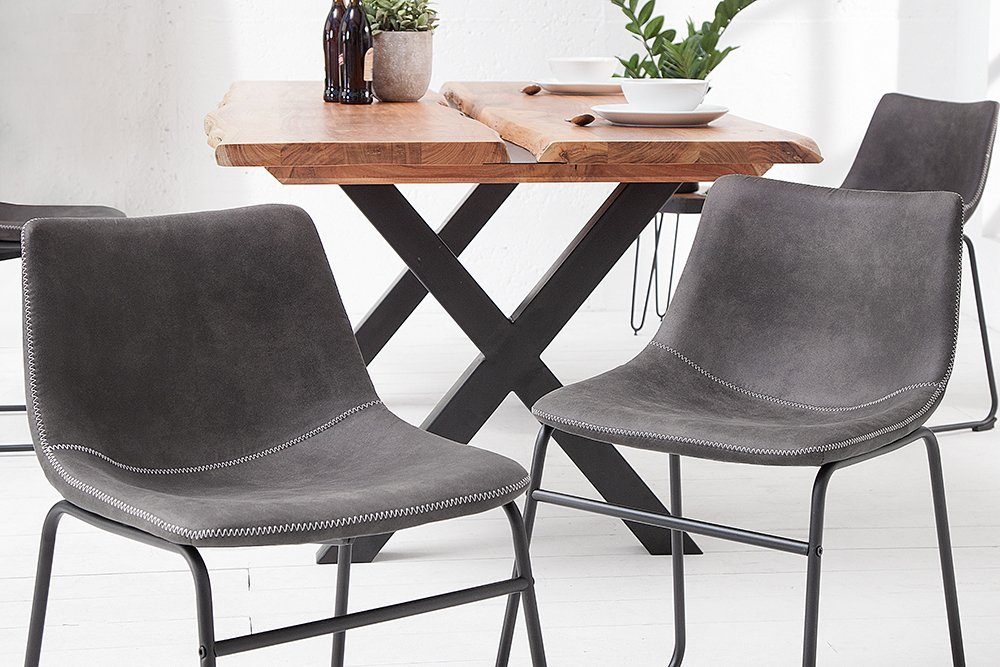 riess-ambiente Stuhl DJANGO vintage grau, Esszimmer · Microfaser · Metall · günstig online kaufen