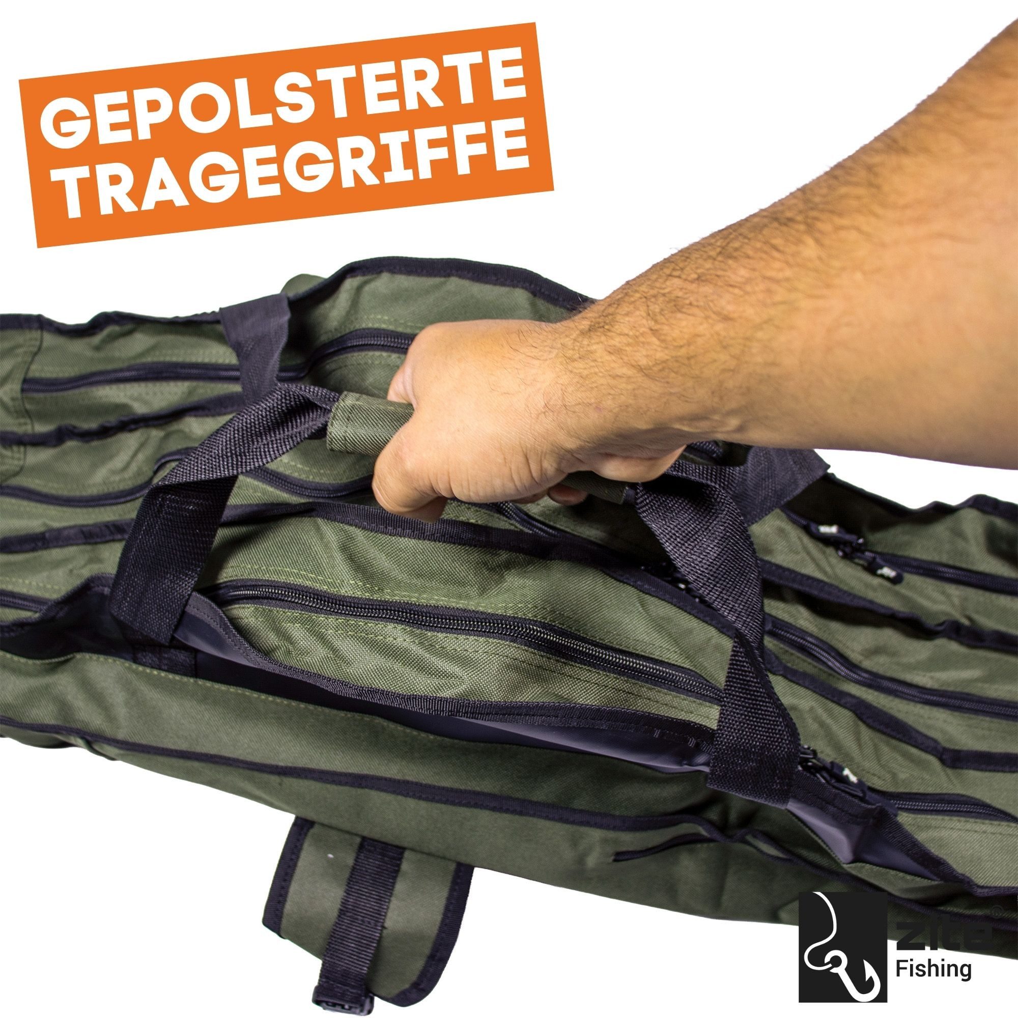 Zite Angelrutentasche Karpfen- & Brandungsruten Rutenfutteral 190cm, 3 Fächer