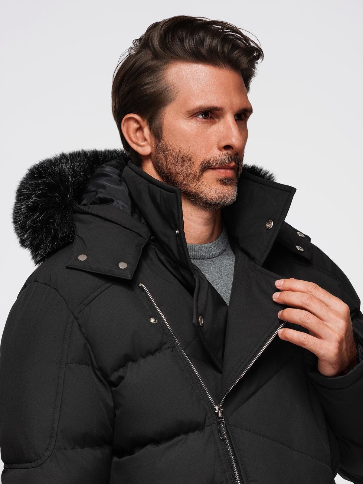 OMBRE Winterjacke Gesteppte Herrenjacke im Bikerstil mit Kapuze – Bild 3 von 5
