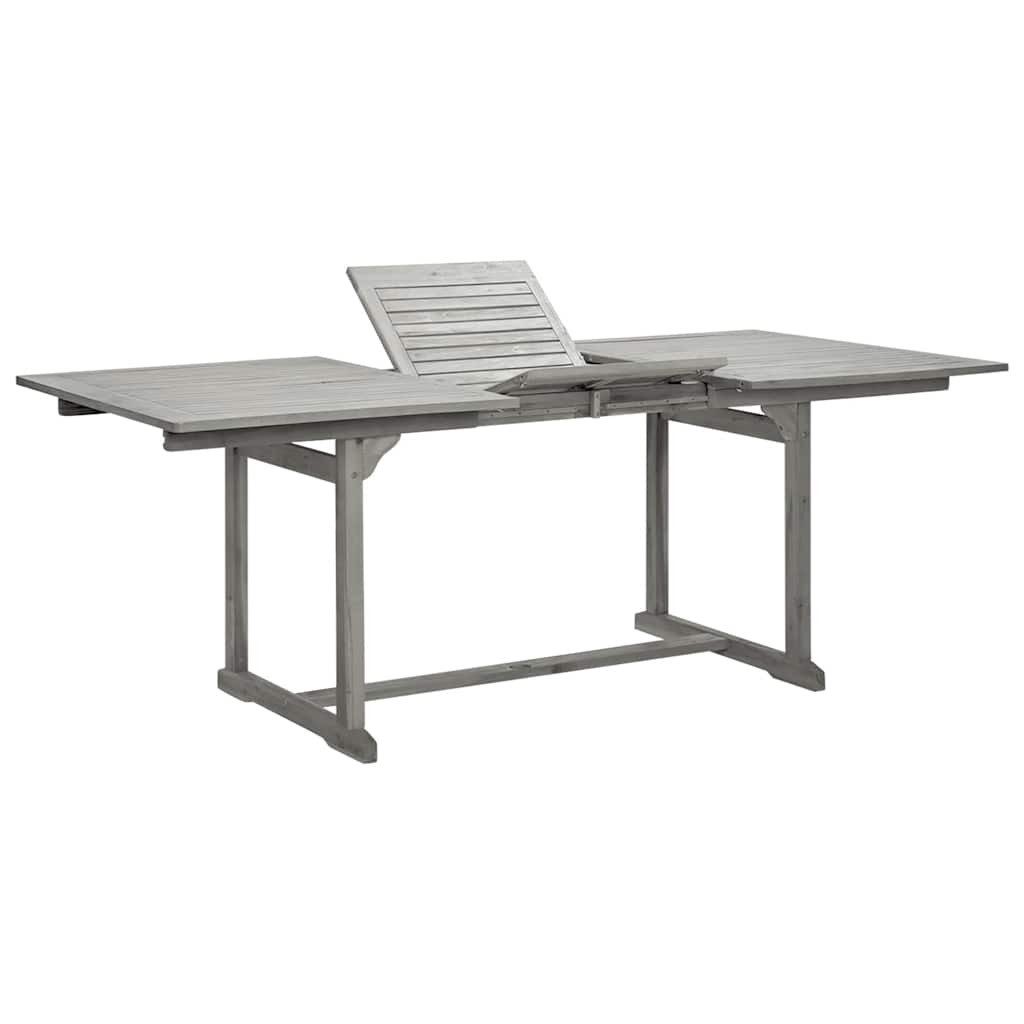 furnicato Esstisch Garten-Echtholz 150-200x100x75 cm Grau (1-St), Witterungsbeständiger Outdoor-Tisch, erweiterbar mit integriertem Loch