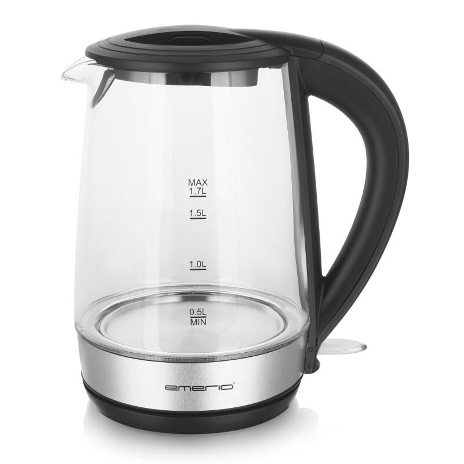 Glas Kettle 1,7L Emerio LED Wasserkocher Kü Erwärmen Kabellos Tee Wasserkocher Beleuchtung