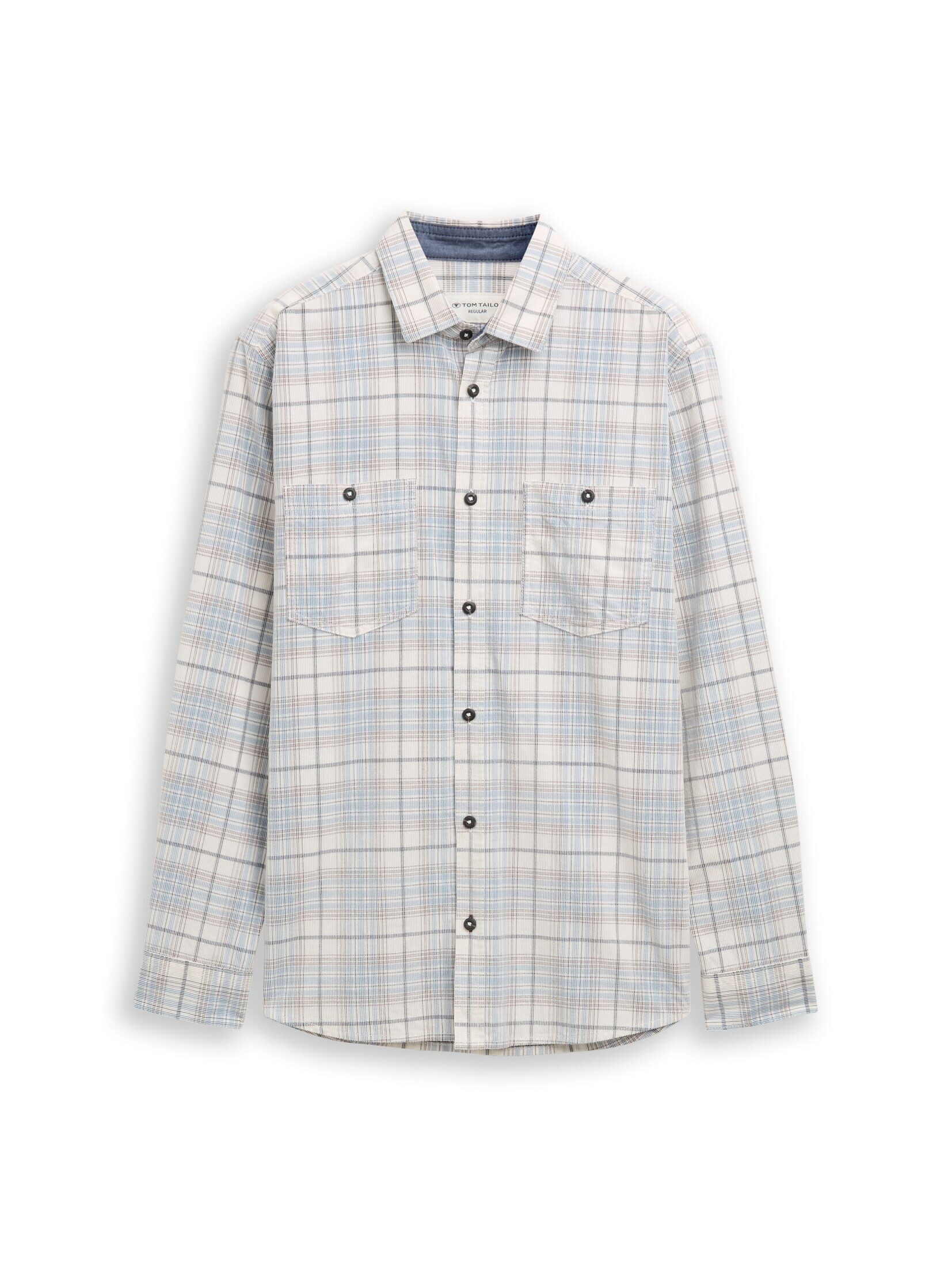 TOM TAILOR Langarmhemd Blusen & Shirts Regular Fit Cordhemd mit Karomuster