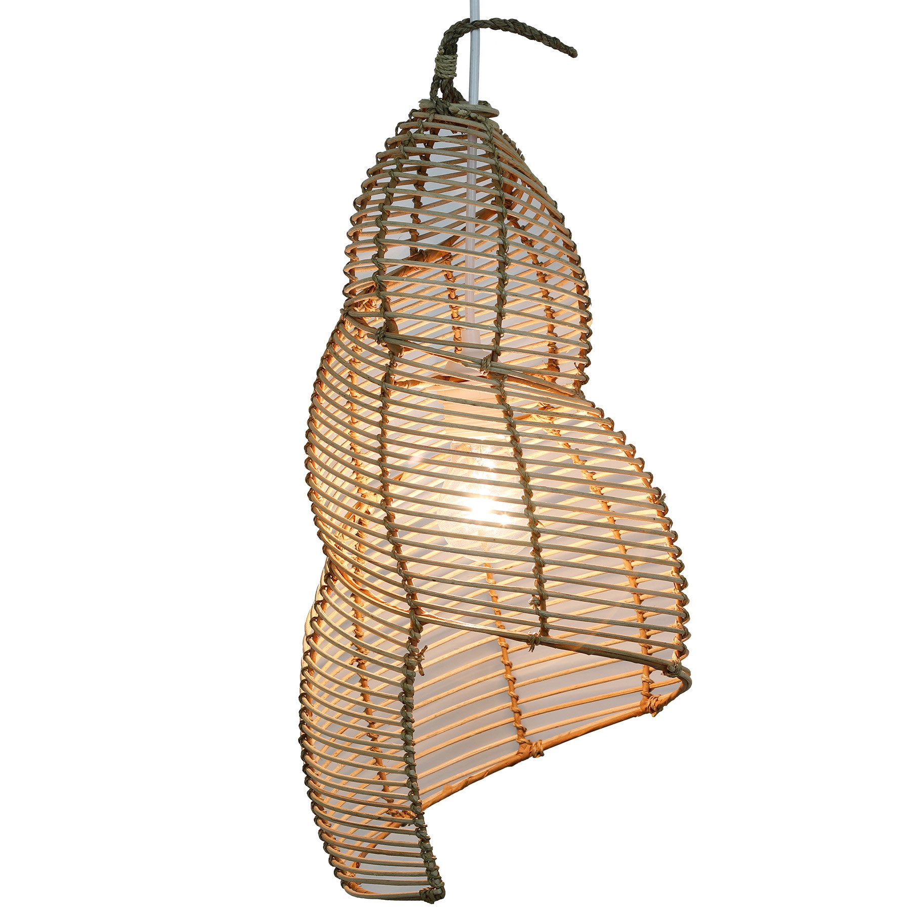 Casa Moro Pendelleuchte Rattan Lampe Natur – Deckenlampe, Hängelampe Ø 25 x H 50 cm, ohne Leuchtmittel, E27, Pendelleuchte, Wohnzimmer, Kinderzimmer, Schlafzimmer, Esszimmer