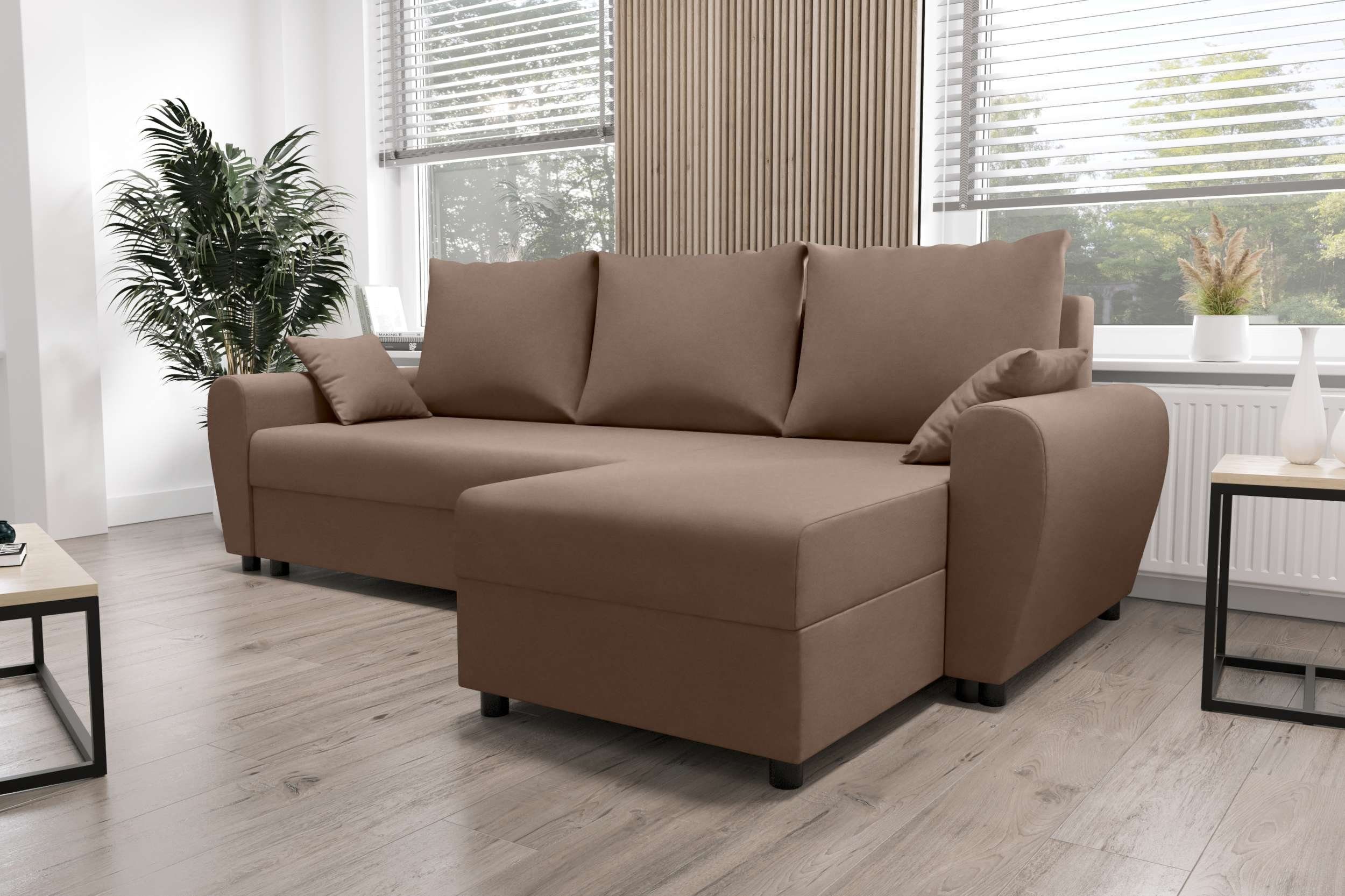 Stylefy Ecksofa Melina, Modern Design mit L-Form, Sitzkomfort, mit Sofa, Eckcouch, Bettkasten, Bettfunktion