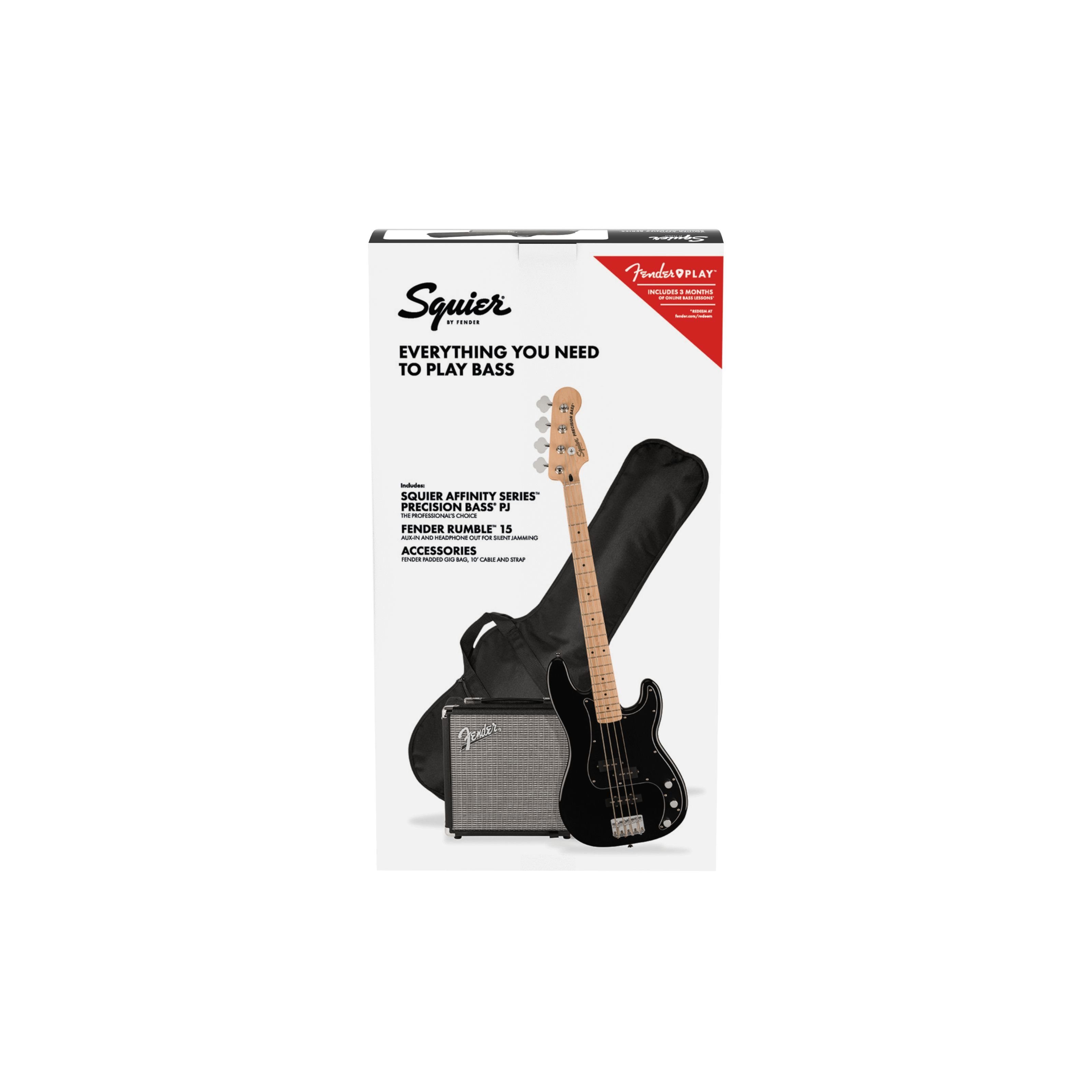 Squier E-Bass, E-Bässe, Bass-Sets, Affinity Series Precision Bass PJ Pack MN Black - Pack basse