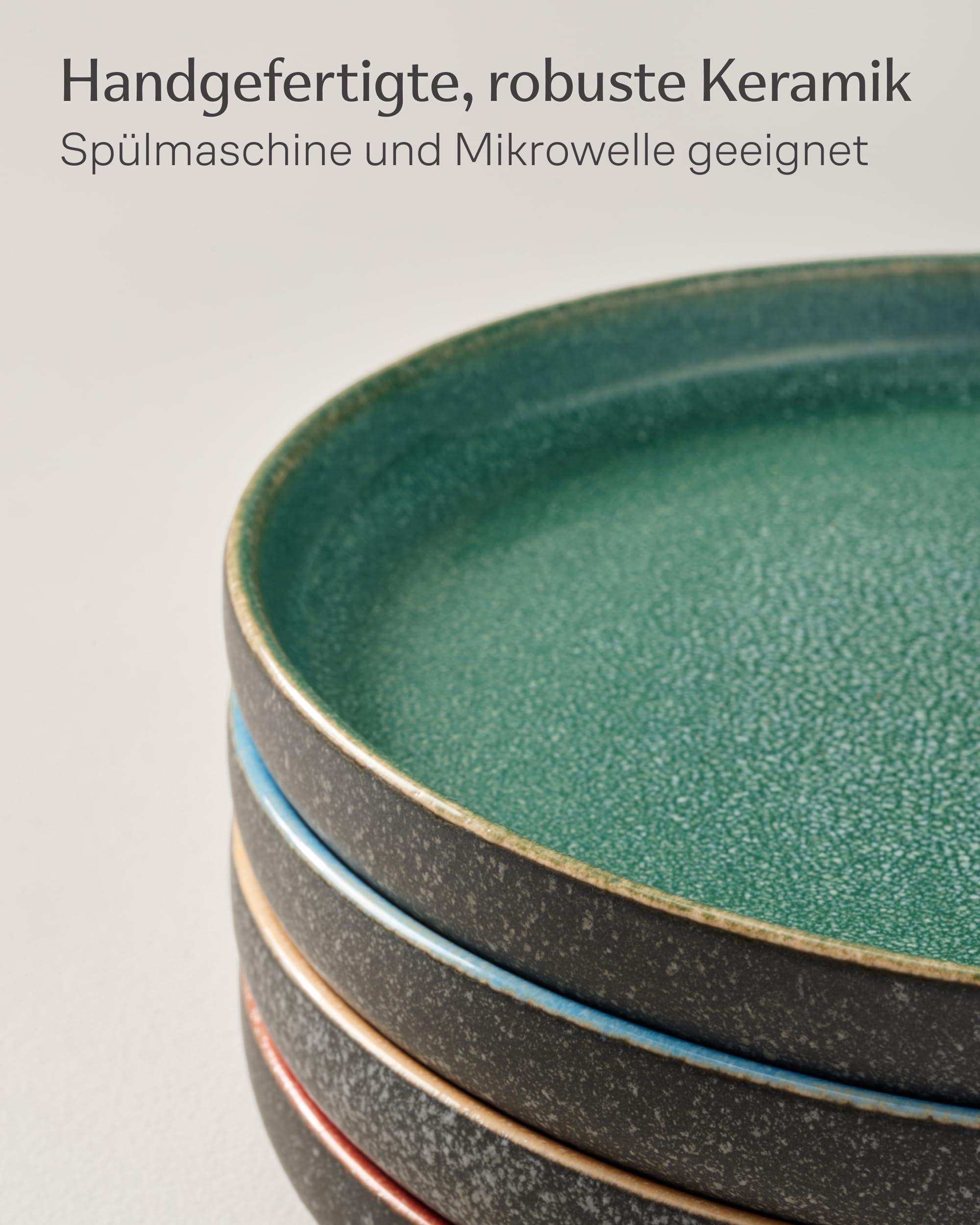 Cosumy Speiseteller Steingut Geschirr Set 4 Personen – Handgefertigtes Tafelservice, (4 St), Handglasiert- Mikrowellenfest - Spülmaschinenfest – Design Geschirr – Bild 5 von 5