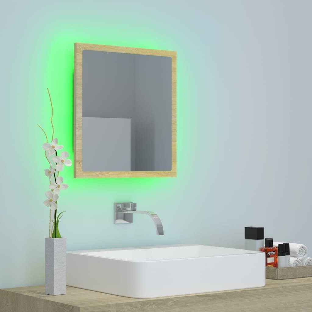 Eiche LED-Badspiegel vidaXL cm Acryl Sonoma Badezimmerspiegelschrank Sonoma-Eiche 40x8,5x37 (1-St)