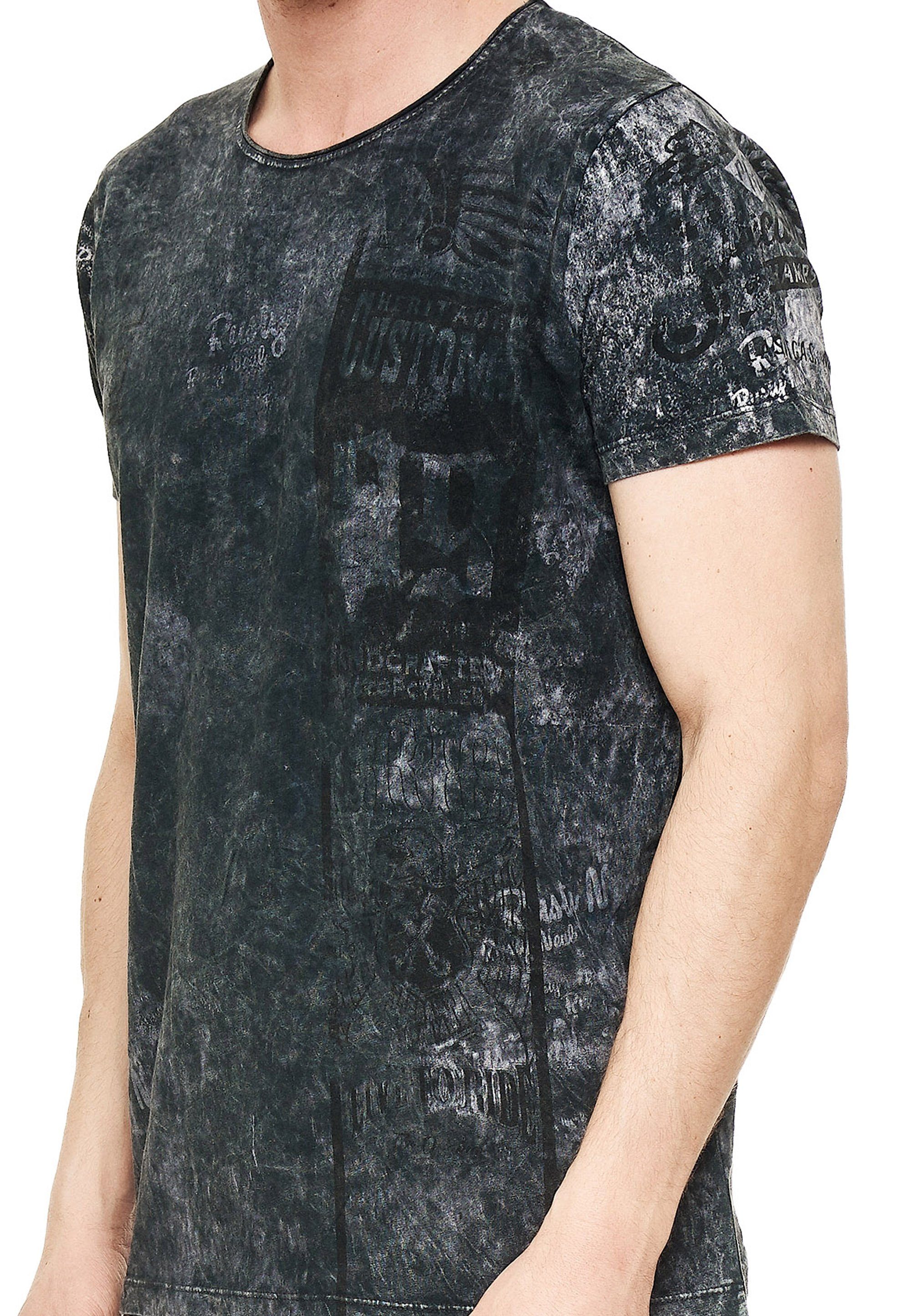 T-Shirt Neal Rusty modernem mit Print anthrazit