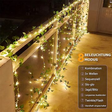 Bifurcation LED Dekolicht 5 m künstliche Blatt-Blumen-Feen-Lichterkette, batteriebetrieben