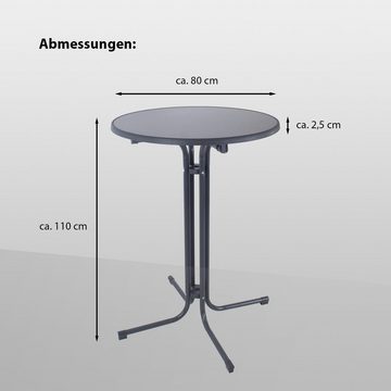 TRUTZHOLM Stehtisch Stehtisch klappbar Ø 80 cm Höhe 110 cm Stahl Gastrotisch Partytisch (1er)