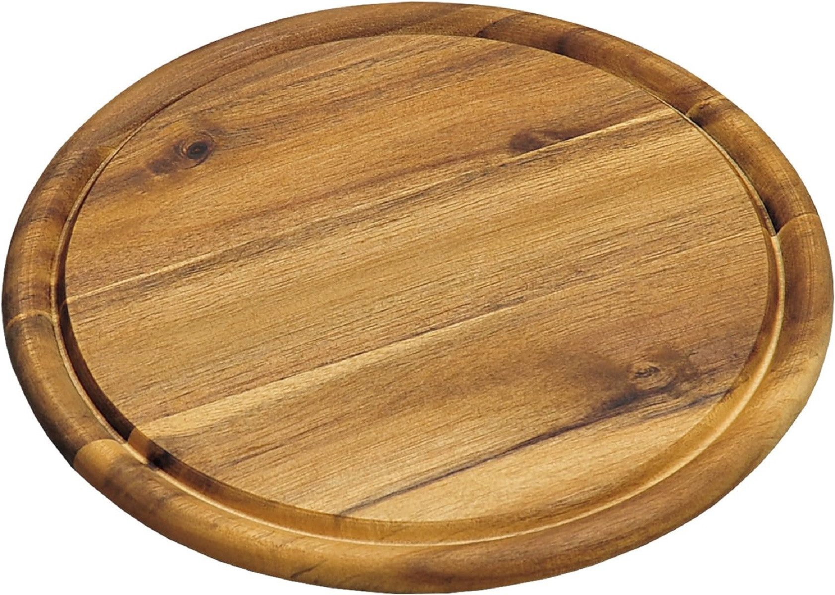 Kesper Frühstücksbrett Holz-Vesperbrett mit Saftrille, 25 x 25 x 1.5 cm, Akazie, Braune Farbe, ideal zum Schneiden und Servieren