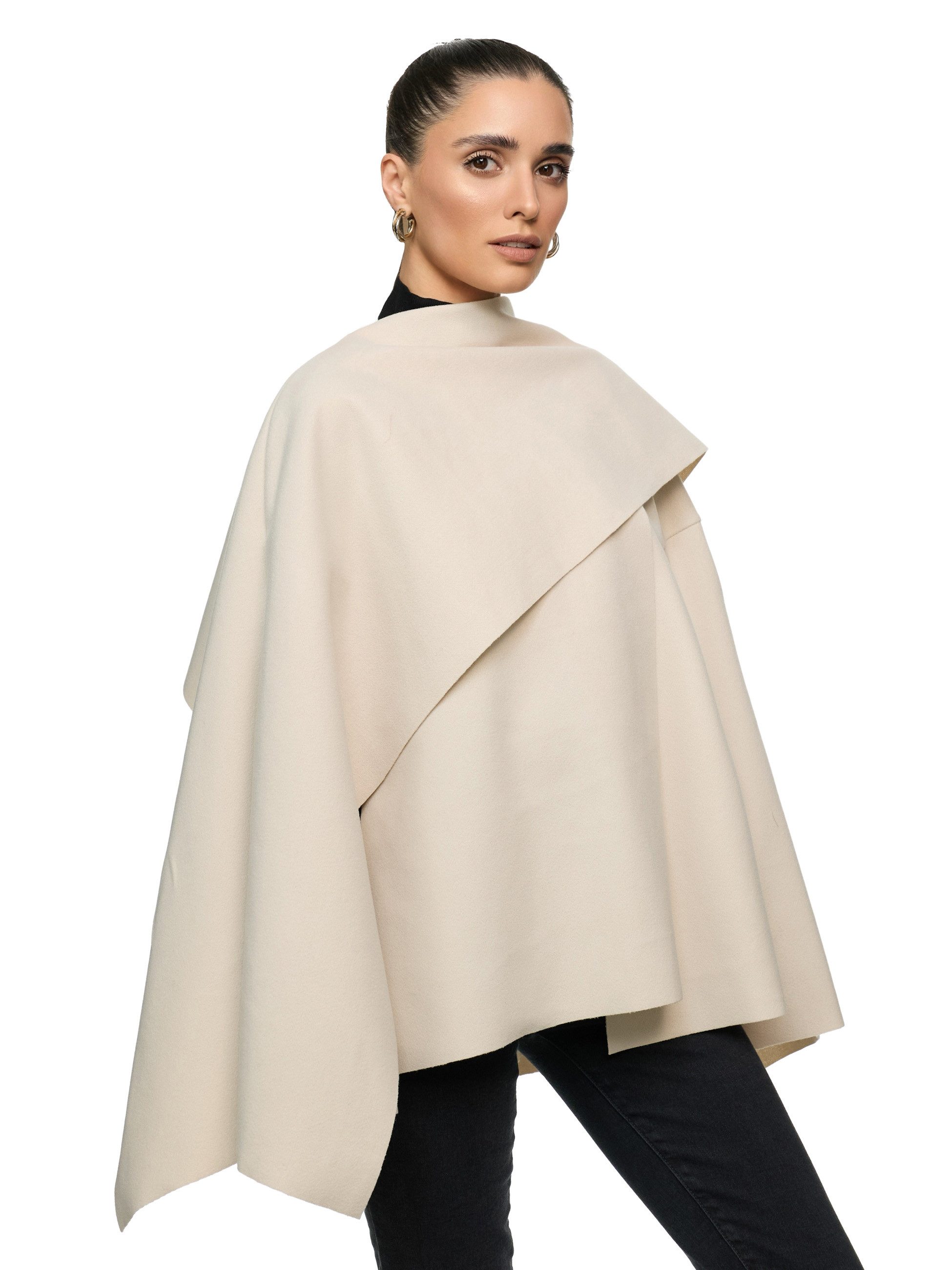 Worldclassca Poncho Worldclassca Poncho Crop Jacke Elegant Umhang Oberteil Übergangsjacke Neue Kollektion - Stilvolle und gemütliche Mode für Damen