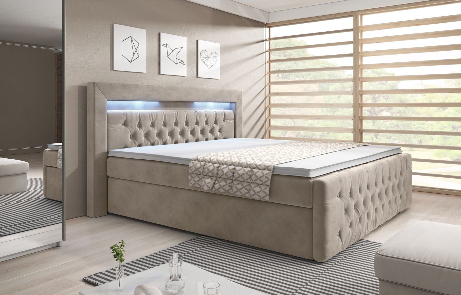 Lukas Möbel Boxspringbett Chesterfield Boxspringbett Venezia mit Bettkasten günstig online kaufen