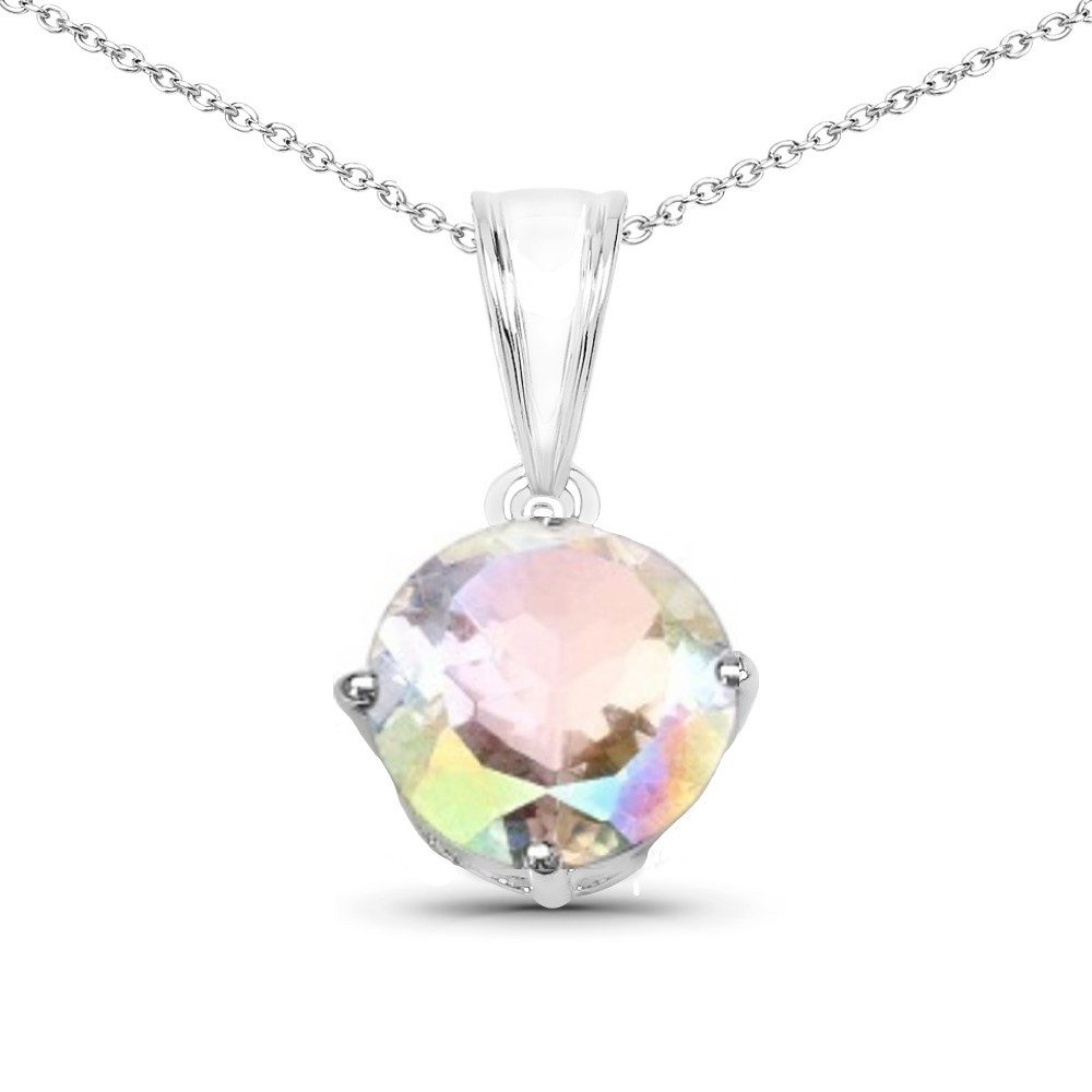 Vira Jewels Kette mit Anhänger 925-Sterling Silber rhodiniert glänzend Quartz weiß