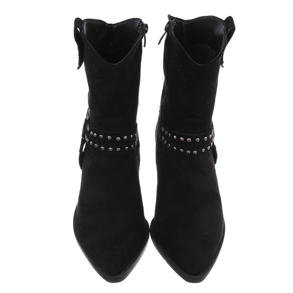 Ital-Design Damen Cowboyboots Western Westernstiefelette (88577396) Blockabsatz Stiefeletten in Schwarz
