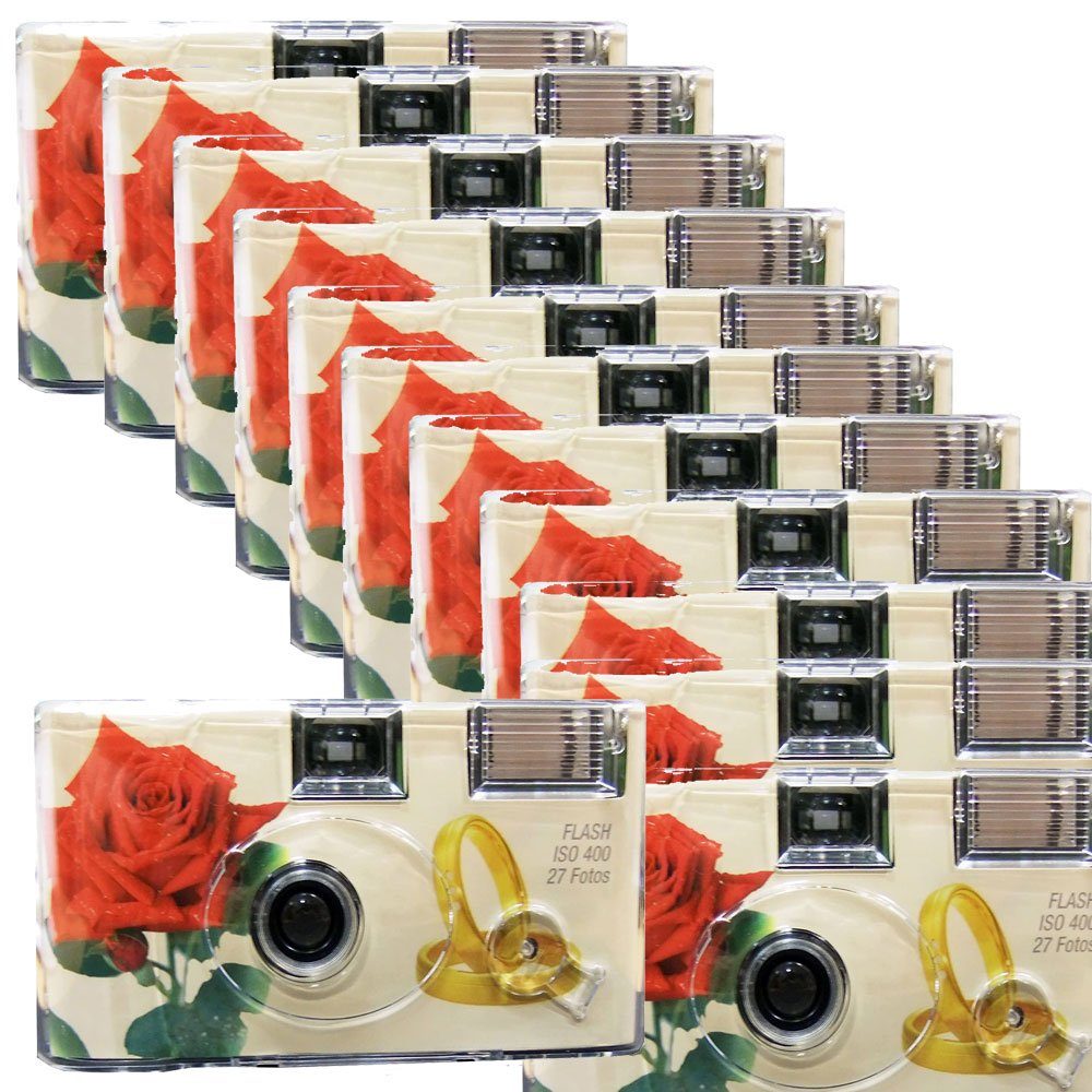 TopShot 12 x Einwegkamera Hochzeit Rosen + Ringe Einwegkamera