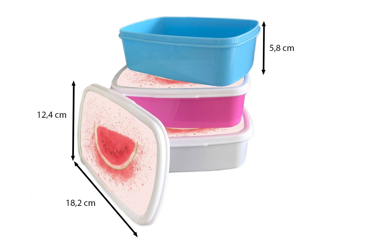 (2-tlg), Sommer, Snackbox, Kinder, - Brotdose Kunststoff Wassermelone Obst - Mädchen, Kunststoff, Pastell - Erwachsene, Lunchbox für Brotbox MuchoWow rosa