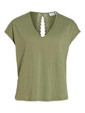 Vila T-Shirt Legere Shirt Bluse mit Spitzen Details V-Ausschnitt 7564 in Grün