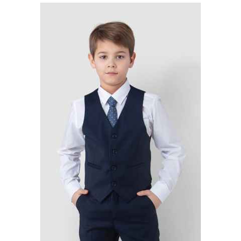 Melli-Trends Kinderanzug Luxuriöser Jungen Anzug Kommunionanzug 4-teilig blau (Hemd, Weste, Hose und Krawatte) festlich, elegant