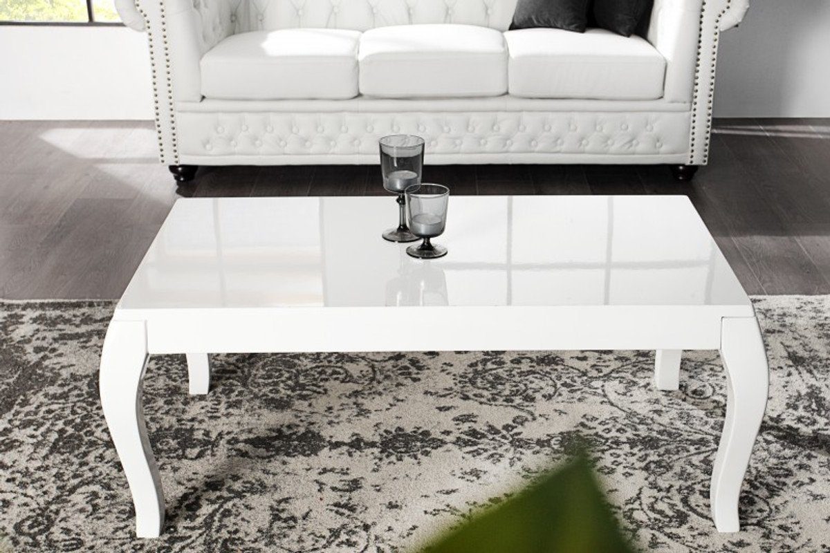 Casa Padrino Beistelltisch Beistelltisch Weiss - Tisch Hochglanz (110x45x60cm) Couchtisch