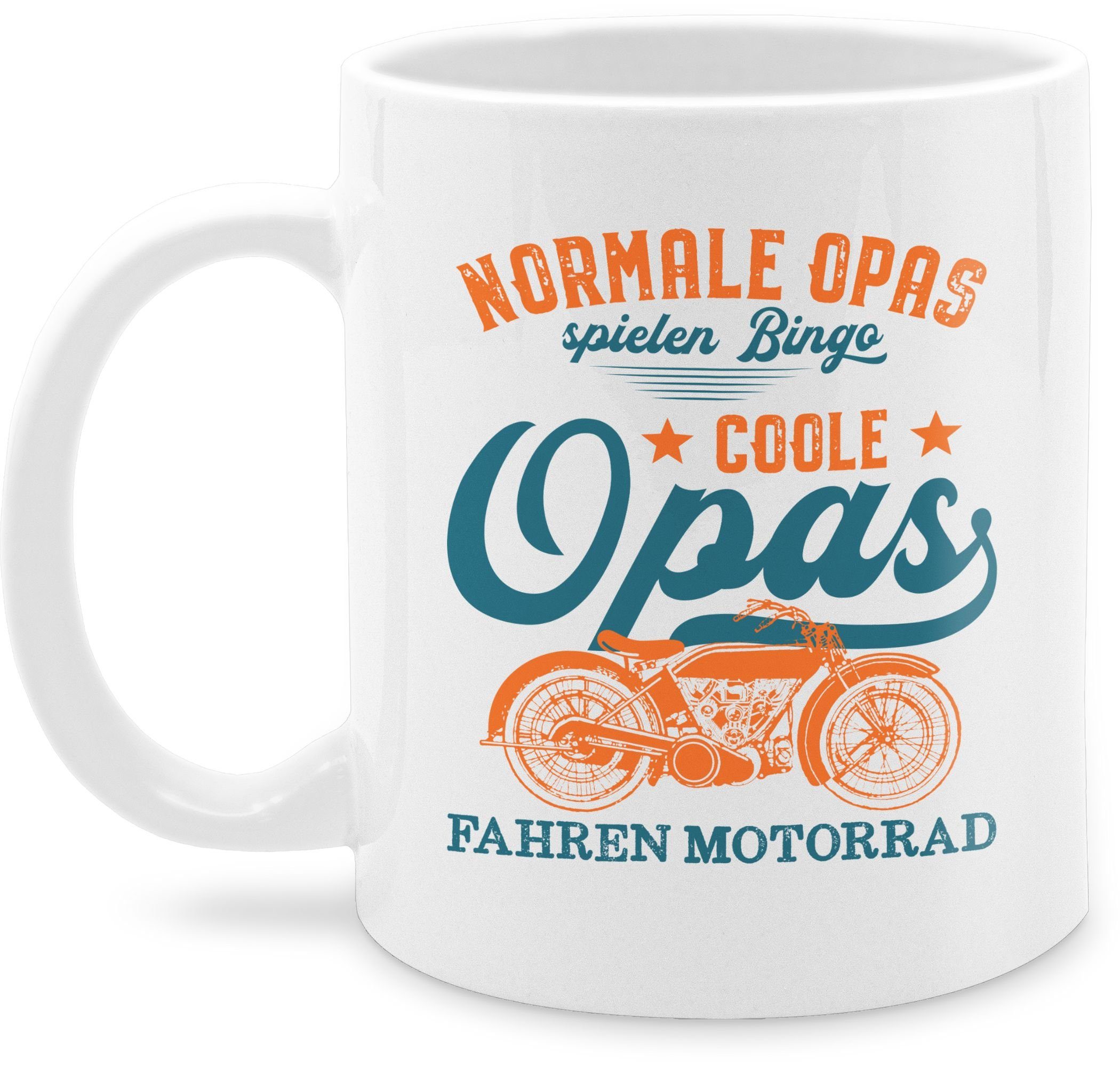 dunkel, Opas Keramik, Opas spielen Normale - Motorrad - Großvater 2 Shirtracer Coole fahren Opa Tasse Weiß Bingo