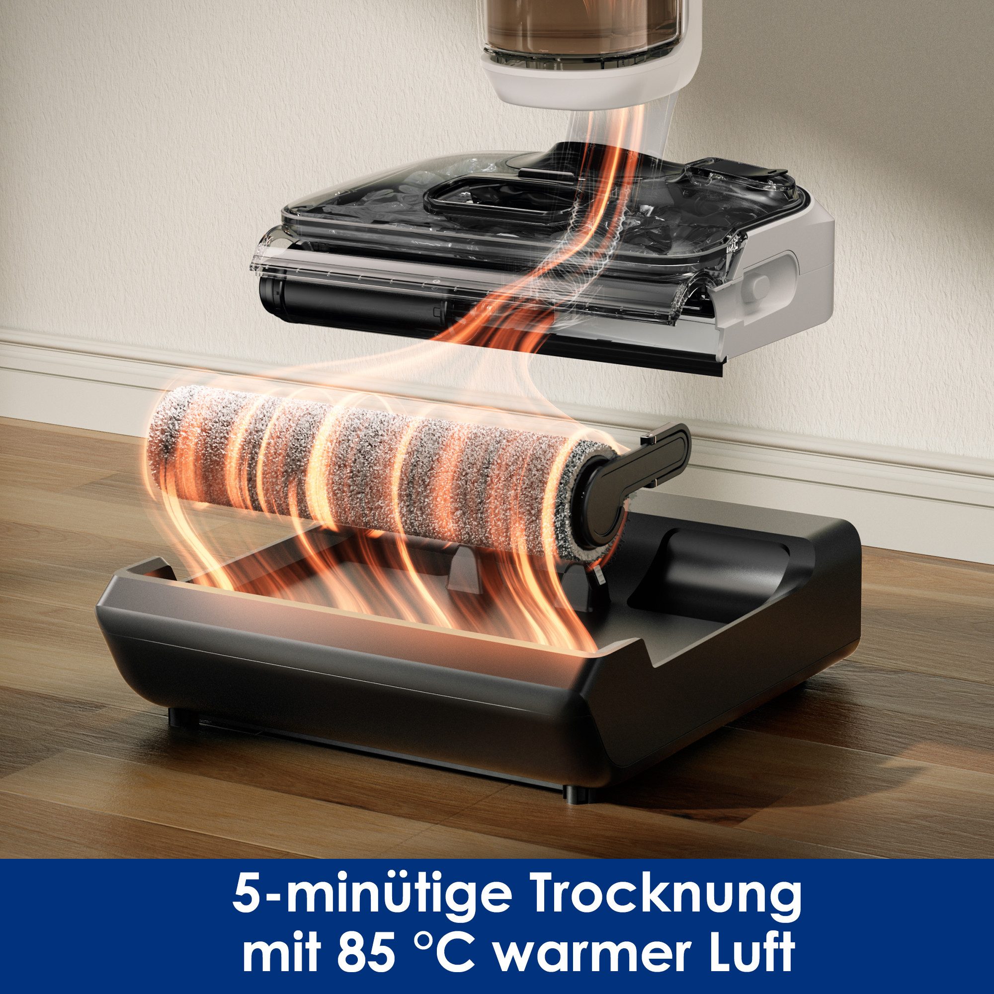 Tineco Nass-Trocken-Sauger FLOOR ONE S5 Max 22.000pa Saugleistung, 85° Grad Selbstreinigung, 210 W, beutellos, Anti Allergiker HEPA Filter, nur 13,5cm hoch