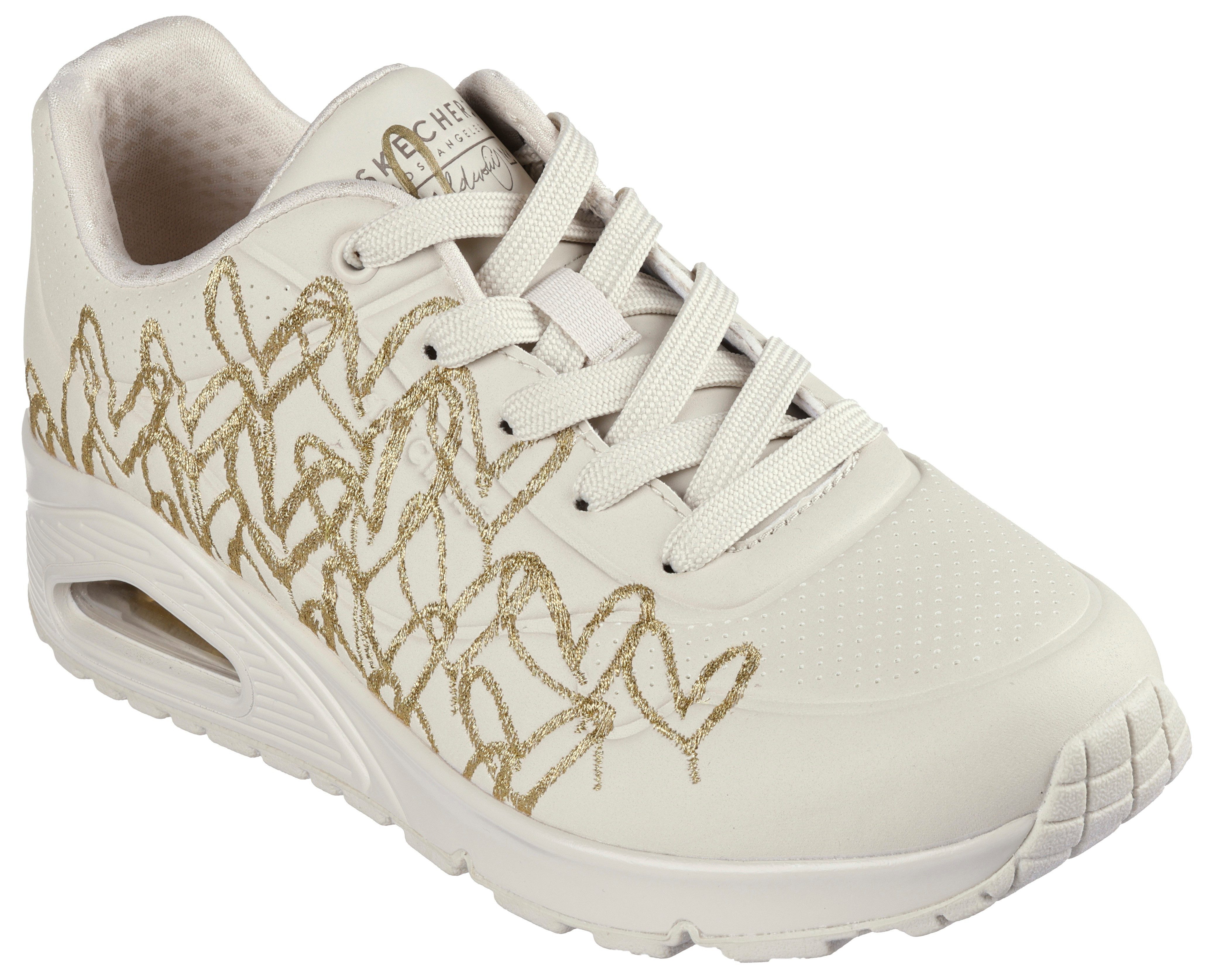 Skechers UNO-GOLDEN HEART Sneaker Freizeitschuh, Schnürschuh mit goldfarben günstig online kaufen