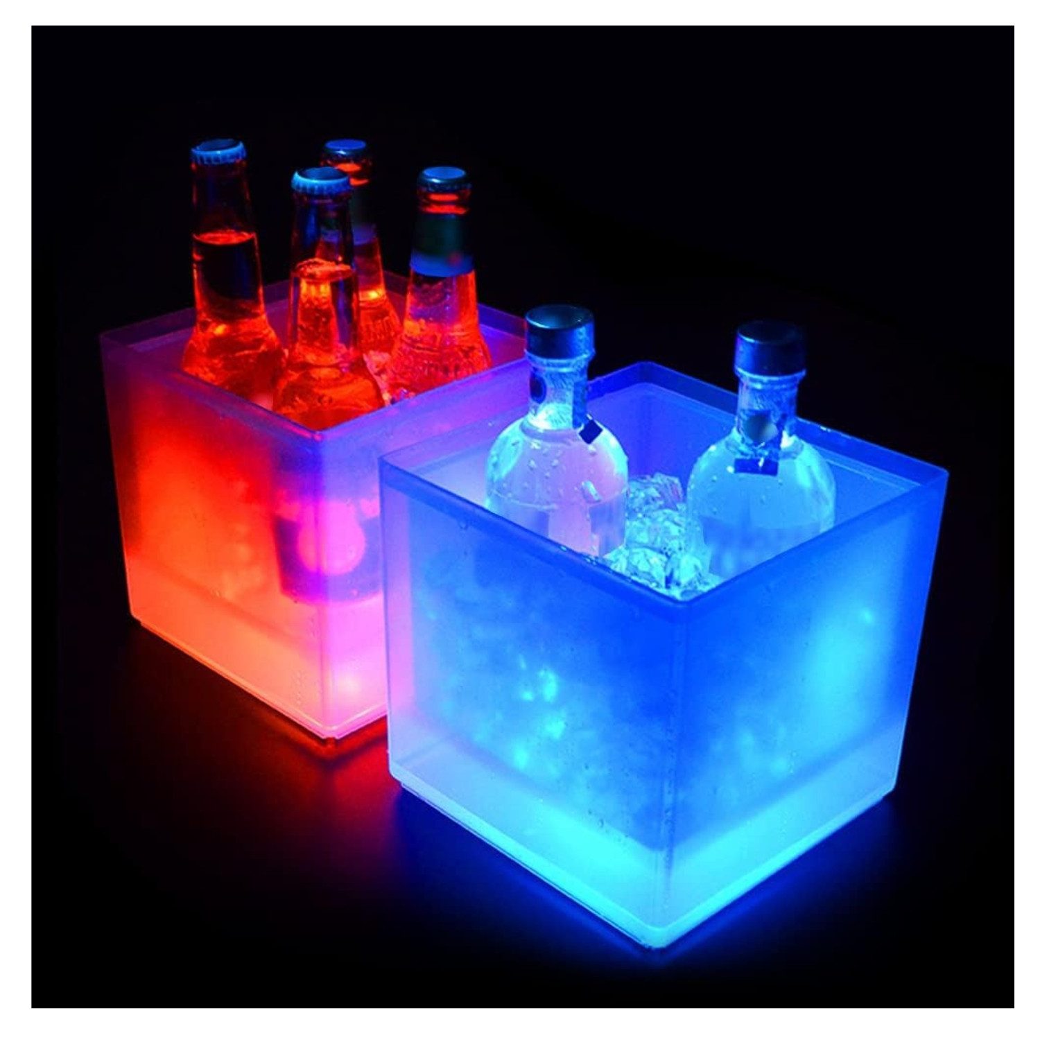 Cocktail-Set LED Eiswürfelbehälter 3.5L Party Zubehör Wein Sektkühler Wasserdicht