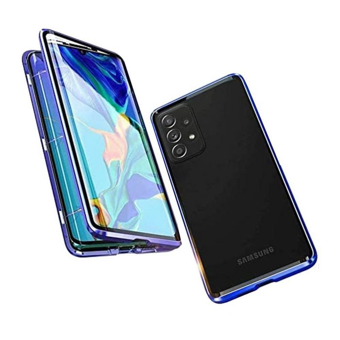 Wigento Handyhülle Beidseitiger 360 Grad Magnet / Glas Case Bumper für Samsung Galaxy A52 5G A525 / A52s 5G Handy Tasche Case Hülle Cover New Style