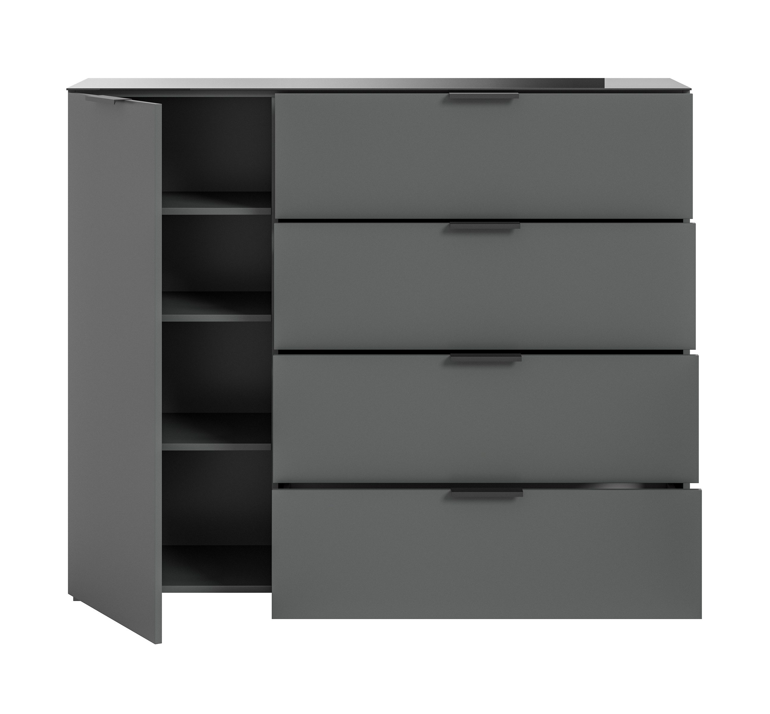 xonox.home Kommode in Anthrazit, Spannplatte/Spannplatte - 135x112x40cm (BxHxT)