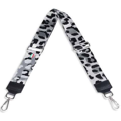 Frentree Schulterriemen MADE IN ITALY, 5cm breiter Schultergurt für Taschen, verstellbarer Gurt, Muster: Leopard/ Zebra