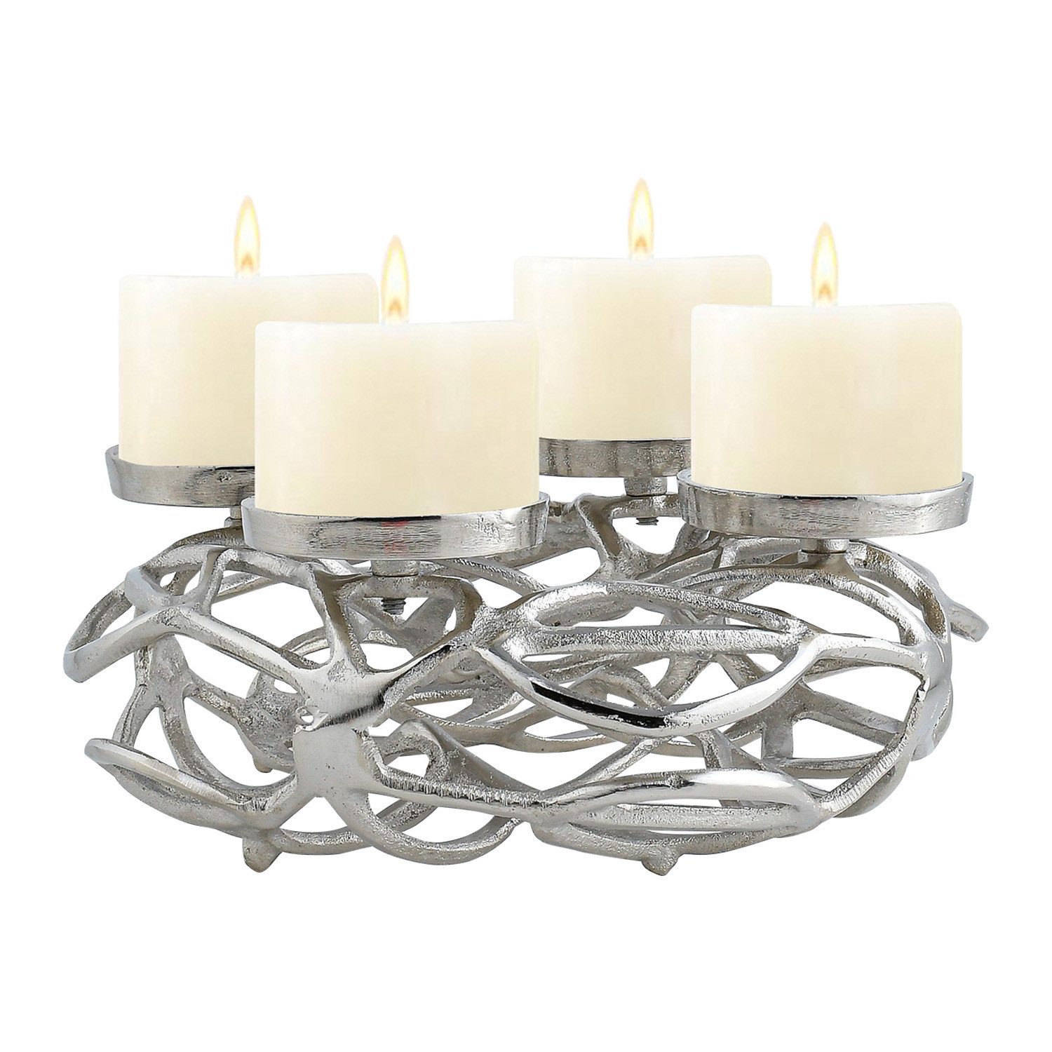 Marrakesch Orient & Mediterran Interior Adventskranz Moderne Deko Adventskranz Kerzenständer Weihnachtsdeko Corone Silber, Handarbeit