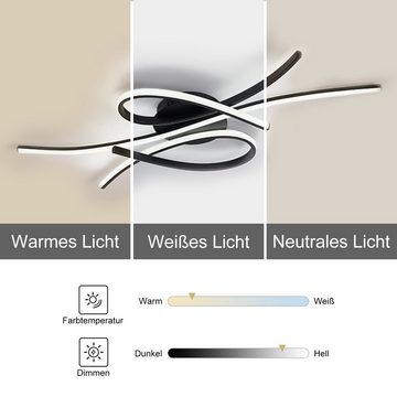 Vicbuy Deckenleuchte LED Deckenleuchten, Kreative linien Deckenlampe, Stufenlos Dimmbar, mit Fernbedienung, Moderne Wohnzimmerlampe, 3 einstellbaren Farben Esszimmerlampe, Einstellbare Helligkeiten Deckenbeleuchtung, Schlafzimmerlampe, Bürolampe