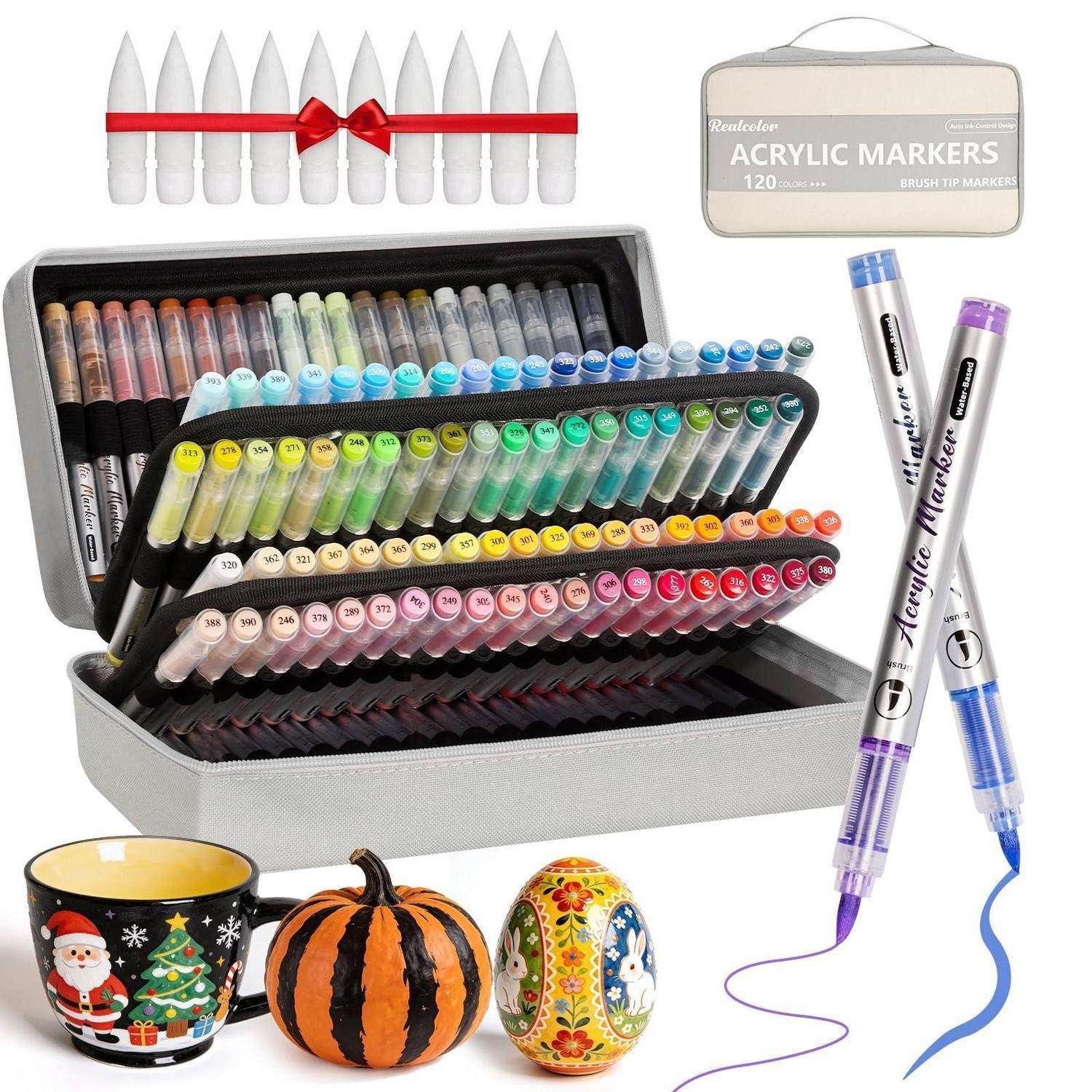 LuxusKollektion Malstift Acryl-Malstifte 120 Farben Pinselspitze