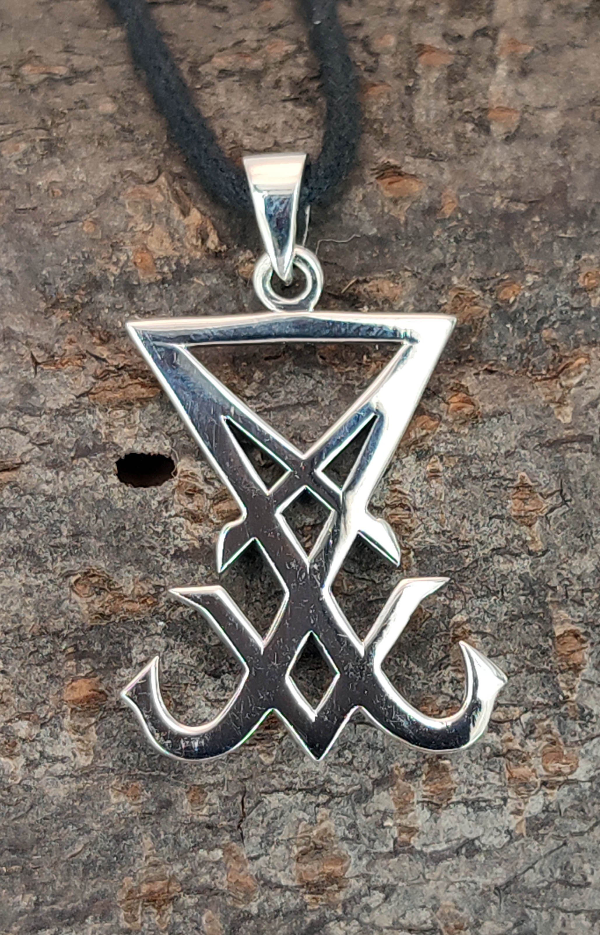 Kiss of Nr. Anhänger Kettenanhänger Schwefel Symbol SIEGEL 422 Sterling Satanskreuz Leather LUZIFERS Silber 925