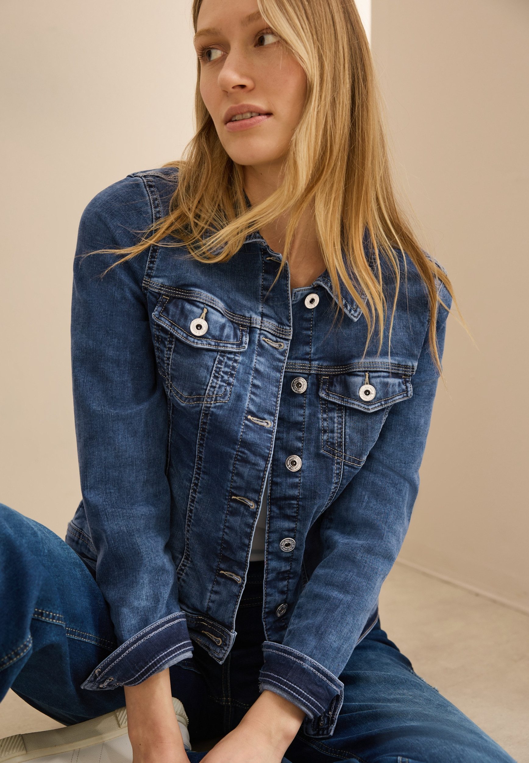 CECIL 5-Pocket-Jeans Style NOS Denim Jacket Mid Blu mid blue wash günstig online kaufen