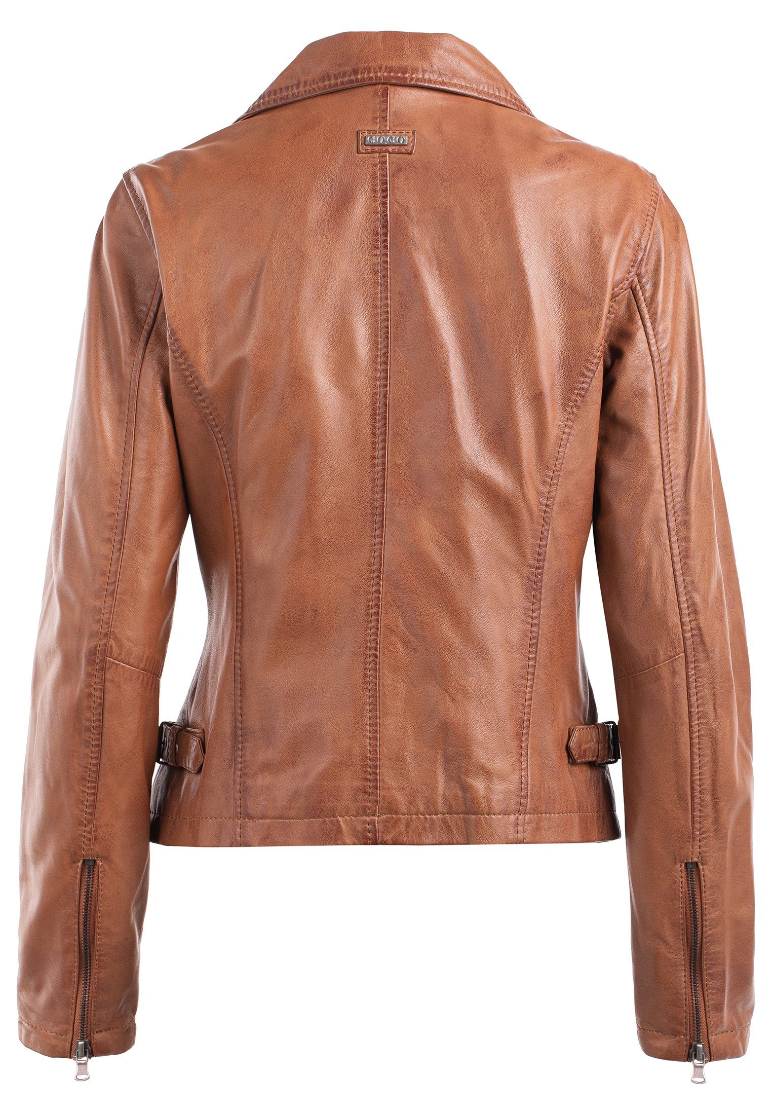 Style Lederjacke Cognac Braun im Biker klassichen CBL Lederjacke