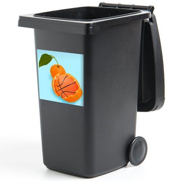 MuchoWow Wandsticker Basketball - Orange - Obst - Orange - Blatt (1 St), Mülleimer-aufkleber, Mülltonne, Sticker, Container, Abfalbehälter