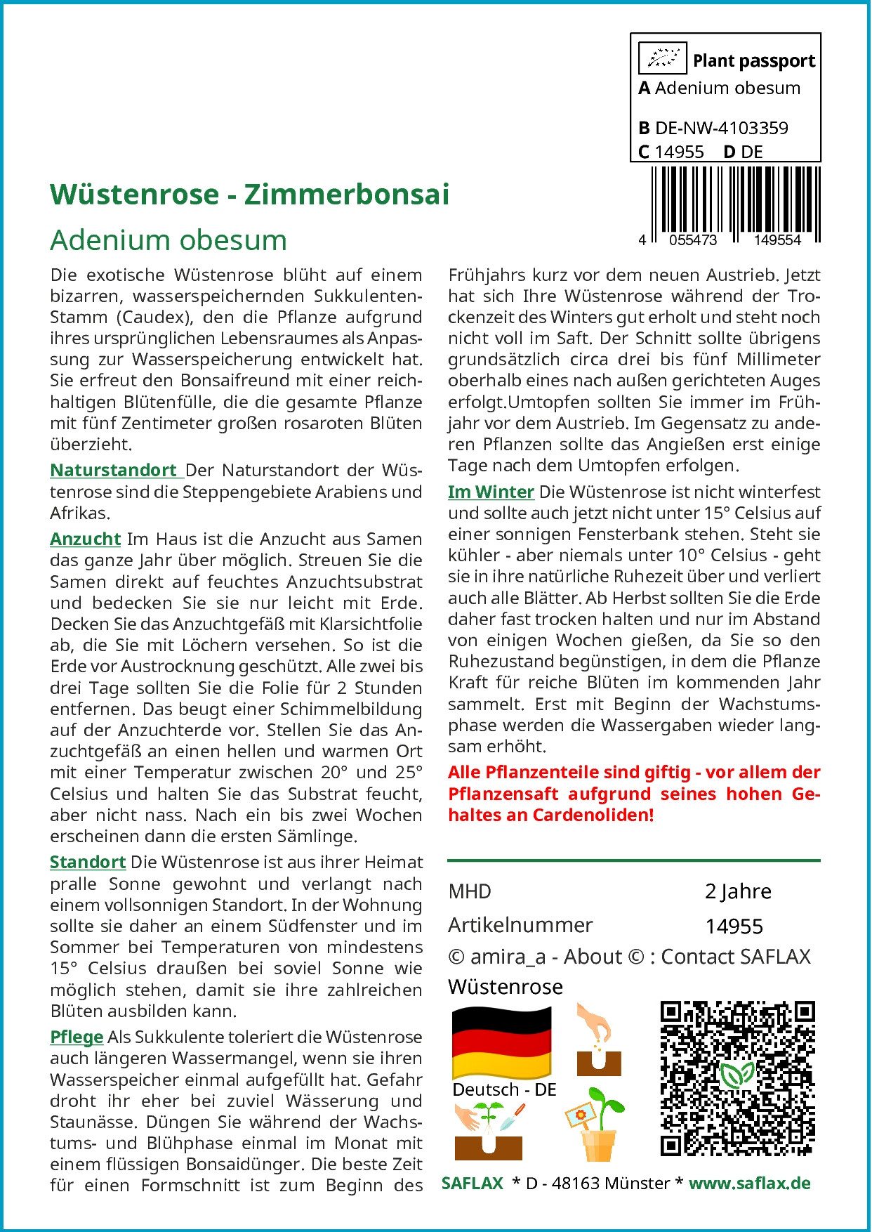Thumbnail - SAFLAX Blumensamen SAFLAX - Samen - Wüstenrose